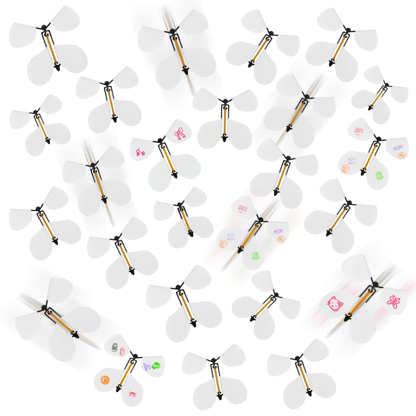 LOMIMOS 20-Pcs Flying Butterfly Wind-Up Toy – White Wings, DIY Surprise Gifts