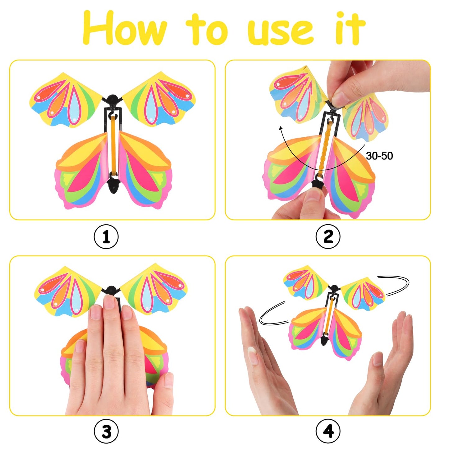 LOMIMOS 20PCS Magic Flying Butterflies - Wind-Up Toys for Kids (20 Styles)