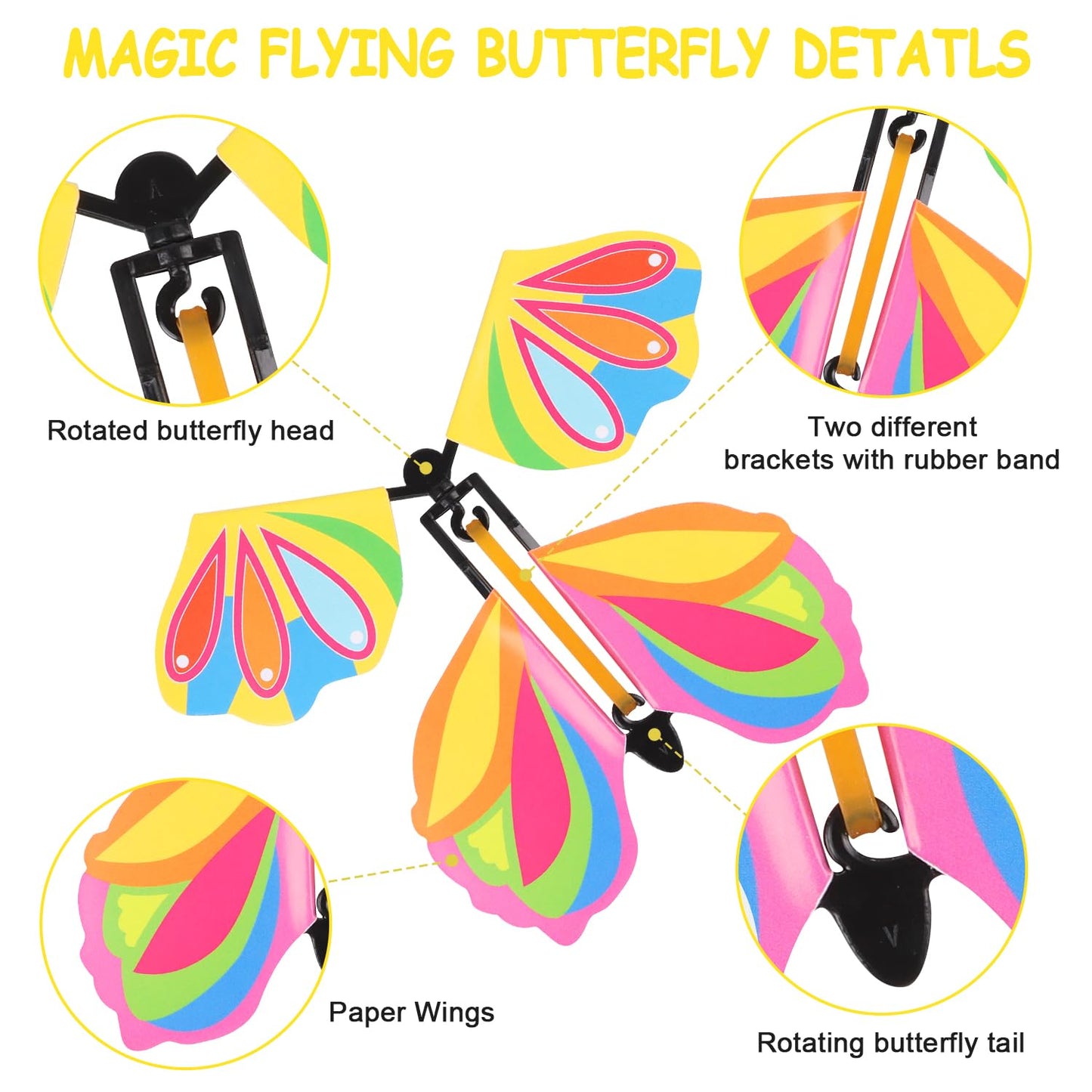 LOMIMOS 20PCS Magic Flying Butterflies - Wind-Up Toys for Kids (20 Styles)