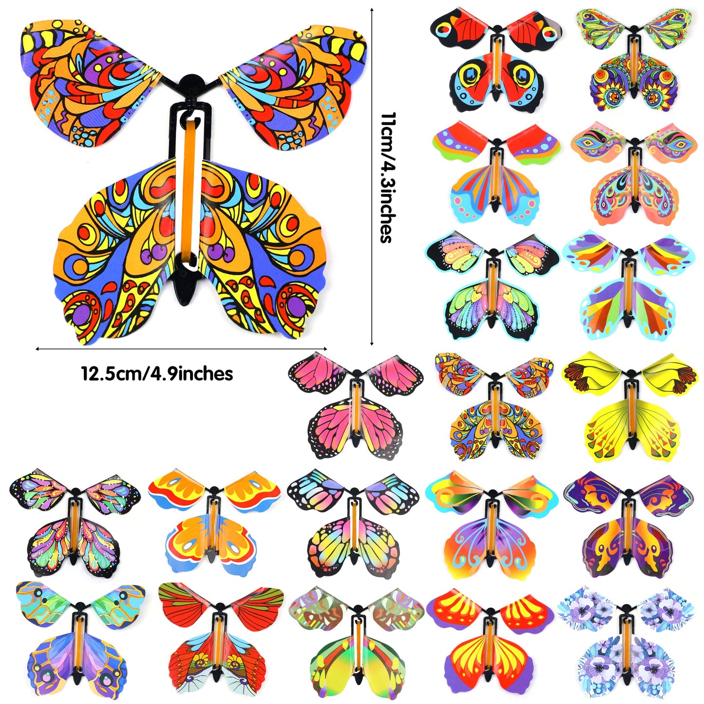 LOMIMOS 20Pcs Flying Butterfly Toys – Wind-Up Kids Gift for Parties (20 Styles)