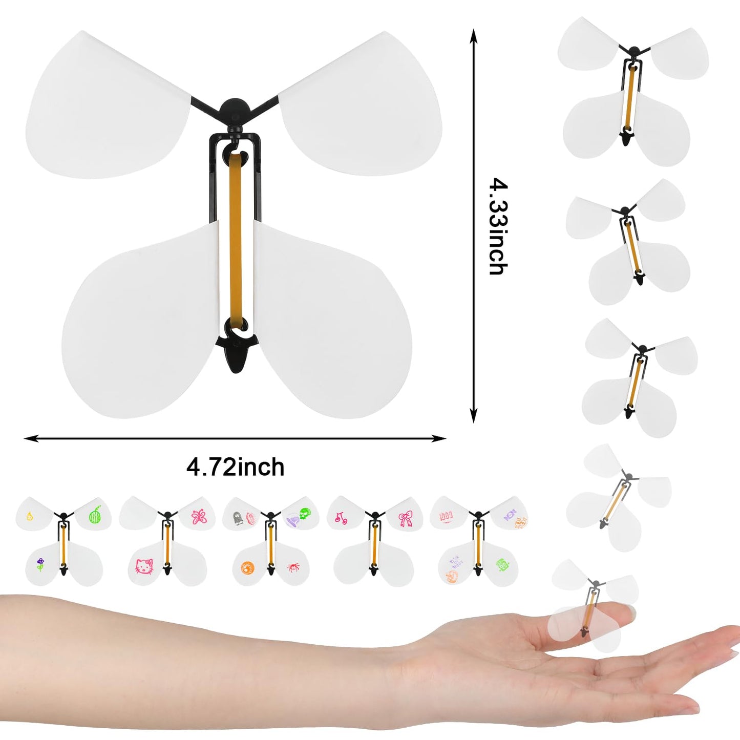 LOMIMOS 20-Pcs Flying Butterfly Wind-Up Toy – White Wings, DIY Surprise Gifts