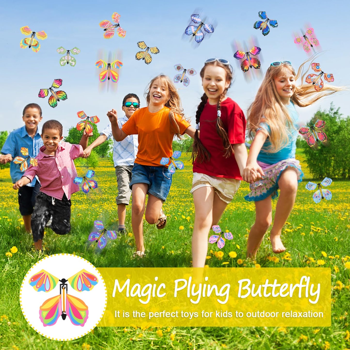 LOMIMOS 20PCS Magic Flying Butterflies - Wind-Up Toys for Kids (20 Styles)