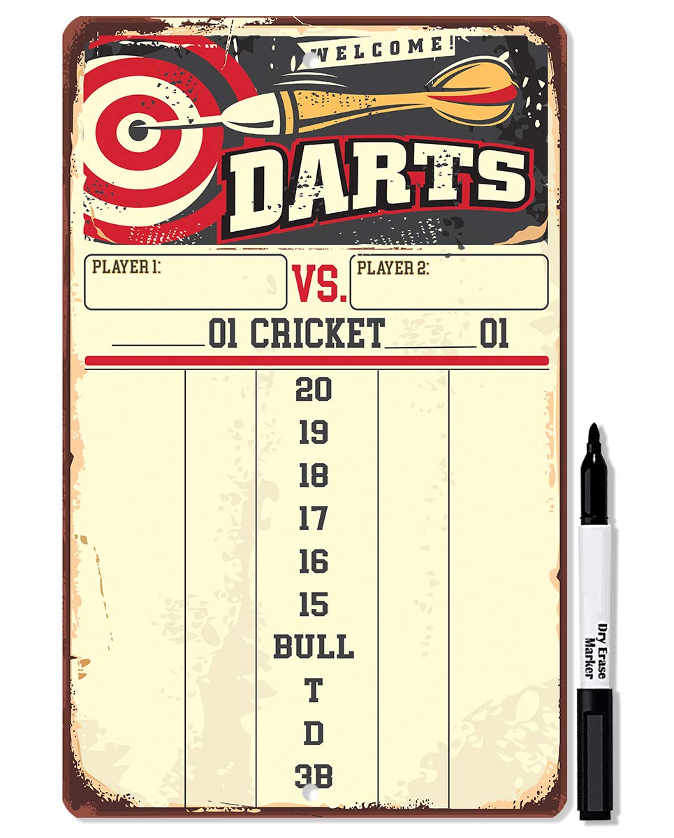 Lone Star Art Dart Scoreboard – Dry Erase Board with Magnetic Marker (Yellow)