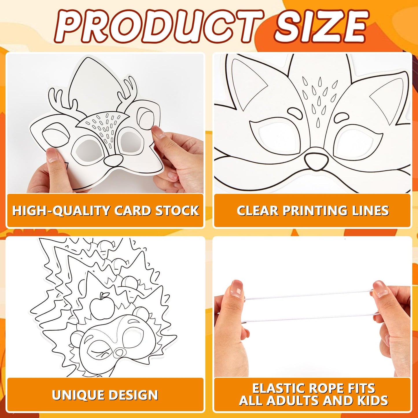 Lonfliness 36-Set Fall Maple Leaf Animal Masks – Kids Coloring Craft Kit for Autumn & Thanksgiving