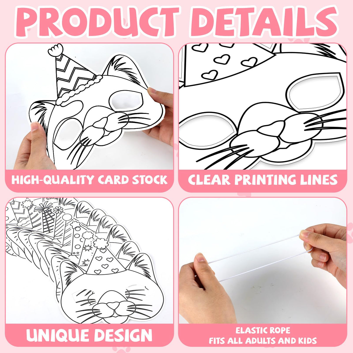 Lonfliness 36-Set Cat Coloring Masks – DIY Cat Masks for Kids, Parties & Classroom Activities