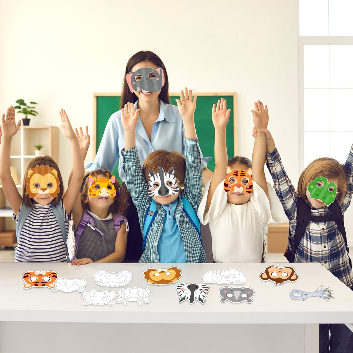 Lonfliness 36-Pack Jungle Animal Coloring Masks for Kids — DIY Craft & Party Favors