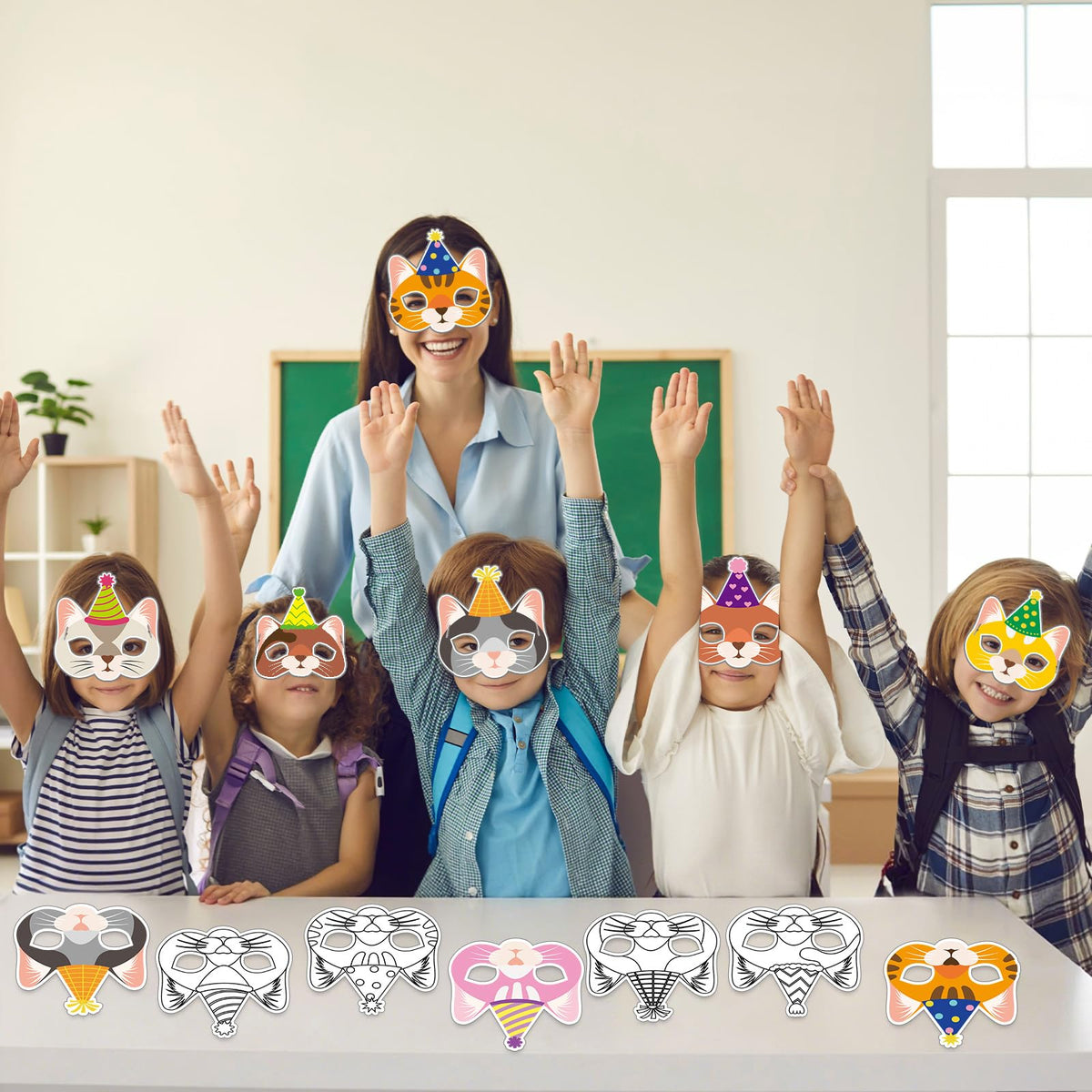 Lonfliness 36-Set Cat Coloring Masks – DIY Cat Masks for Kids, Parties & Classroom Activities