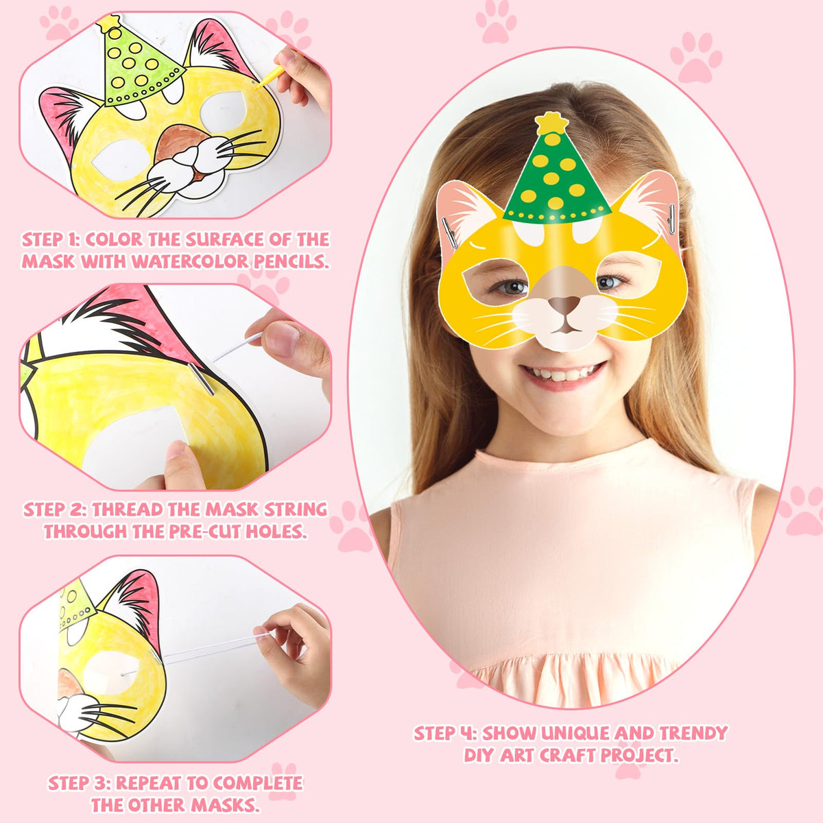 Lonfliness 36-Set Cat Coloring Masks – DIY Cat Masks for Kids, Parties & Classroom Activities
