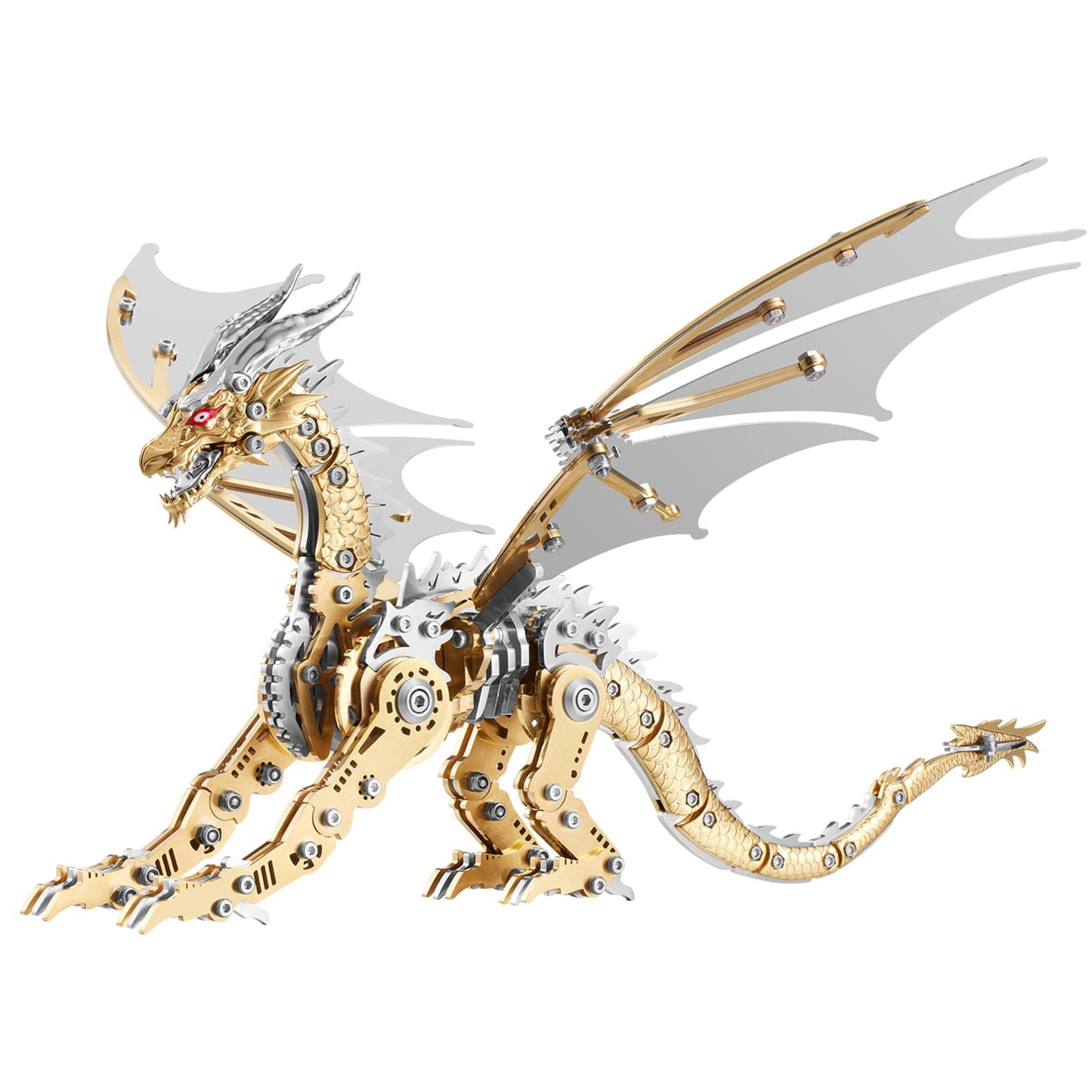 LONGPIN 3D Metal Dragon Model Kit for Adults – Mechanical Puzzle, Desk Ornament & Gift (Golden)