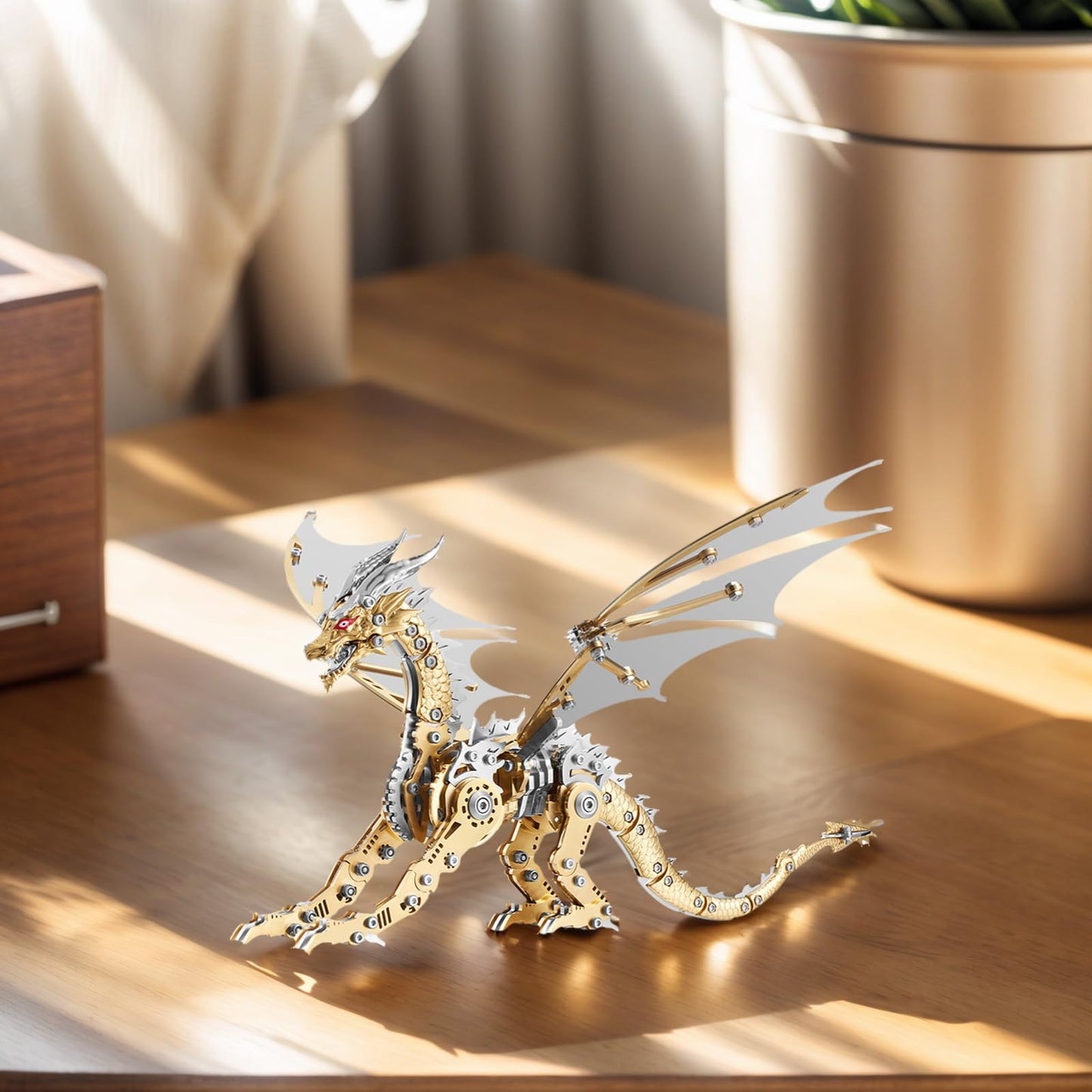LONGPIN 3D Metal Dragon Model Kit for Adults – Mechanical Puzzle, Desk Ornament & Gift (Golden)
