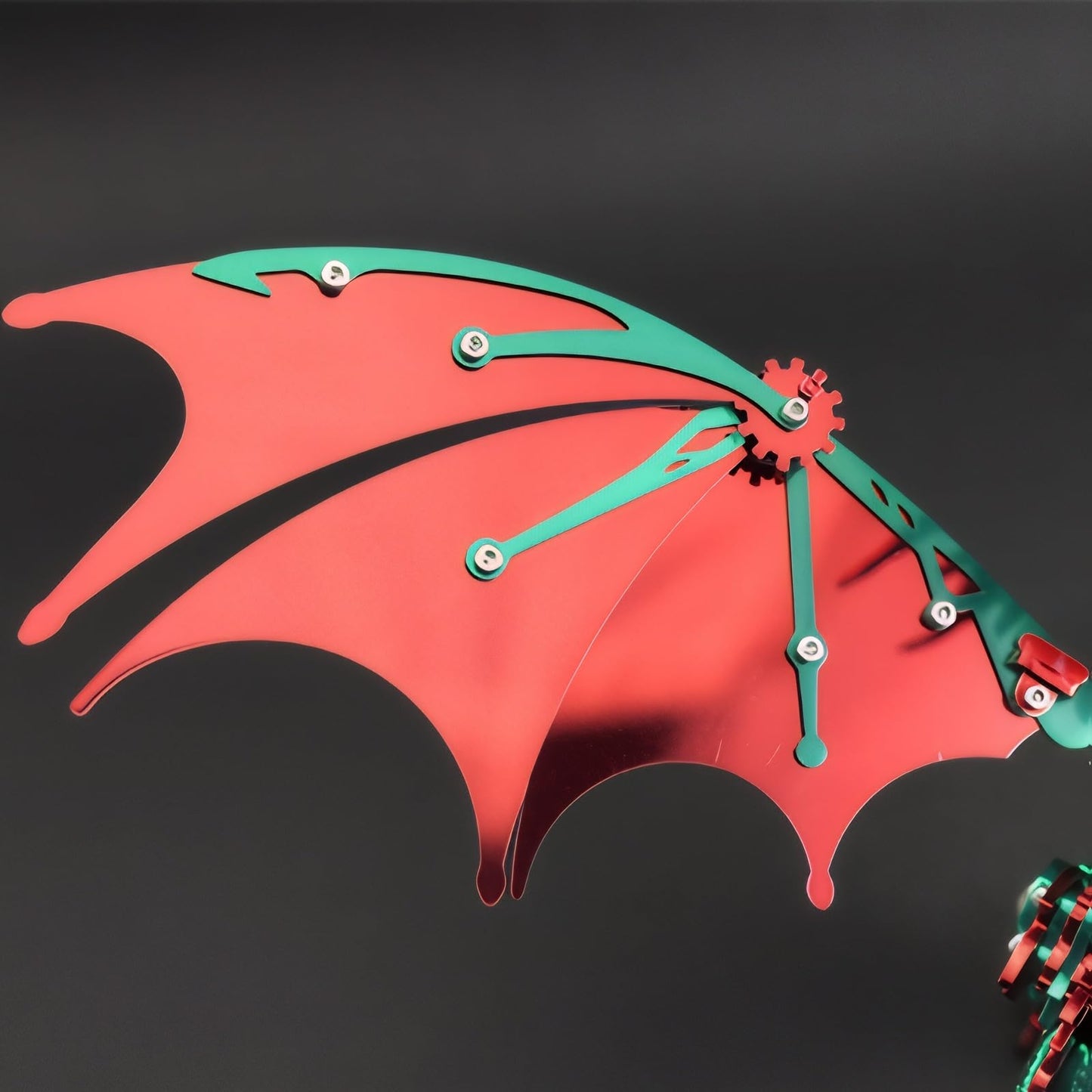 LONGPIN 3D Metal Dragon Puzzle Kit for Adults – Steampunk Mechanical Dragon Model (Red-Green)