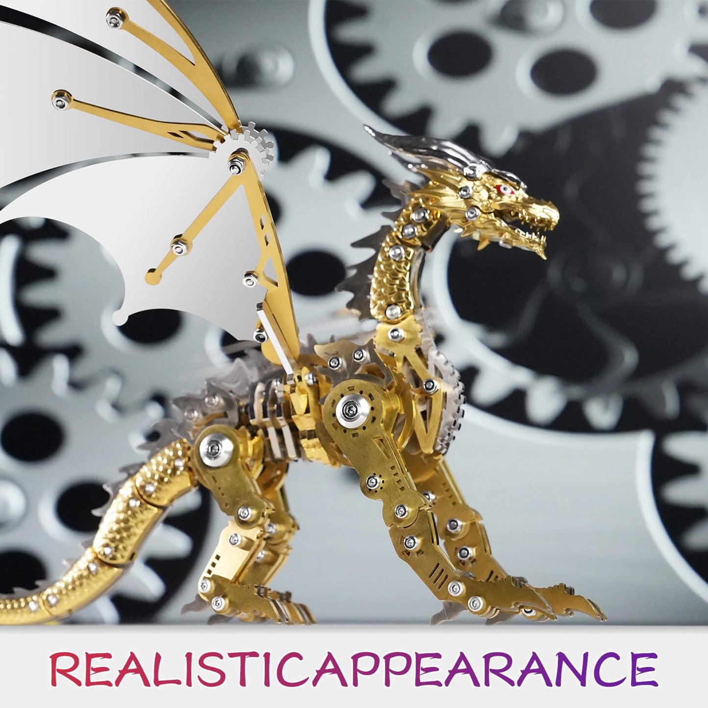 LONGPIN 3D Metal Dragon Model Kit for Adults – Mechanical Puzzle, Desk Ornament & Gift (Golden)