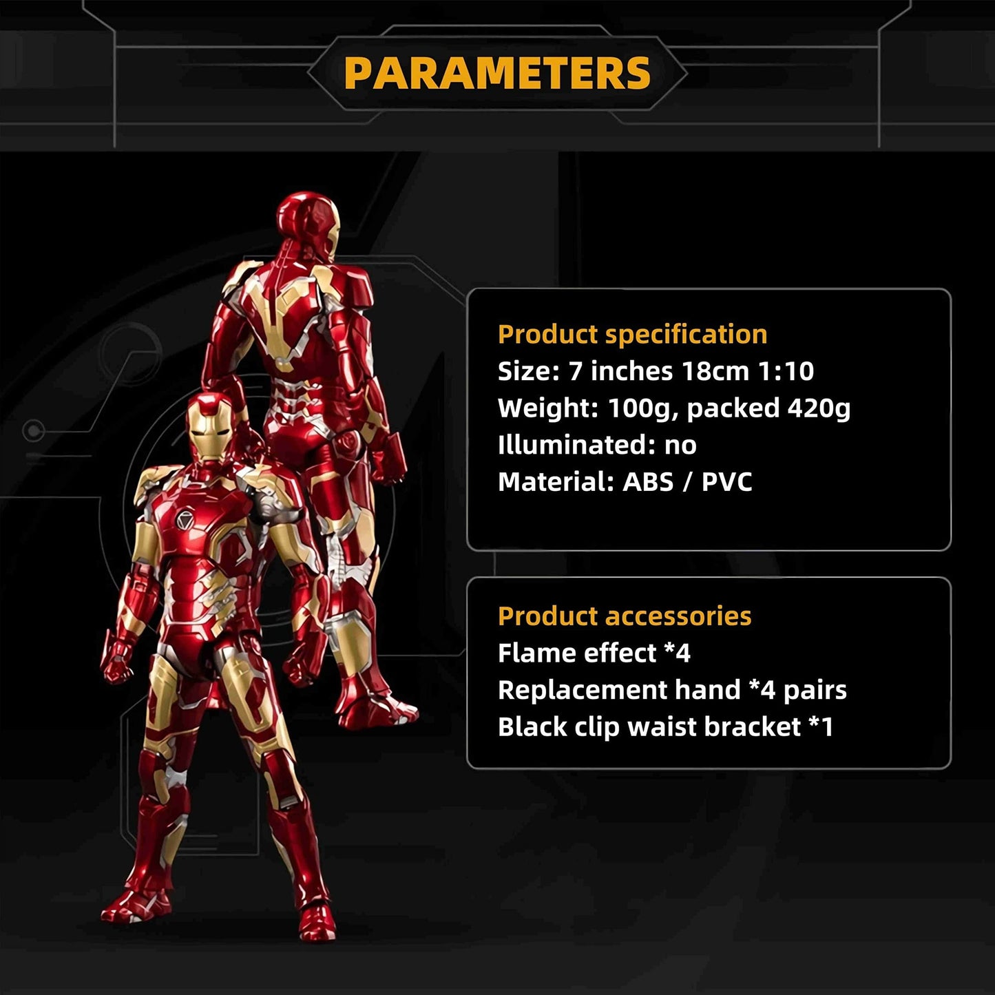 LonullyMege MK43 Ironman Action Figure – 7-Inch Deluxe Movable Figure