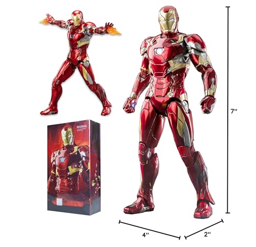LonullyMege MK46 Ironman Action Figure – 7-Inch Fully Articulated Collectible, 1/10 Scale, Metal Paint, Accessories