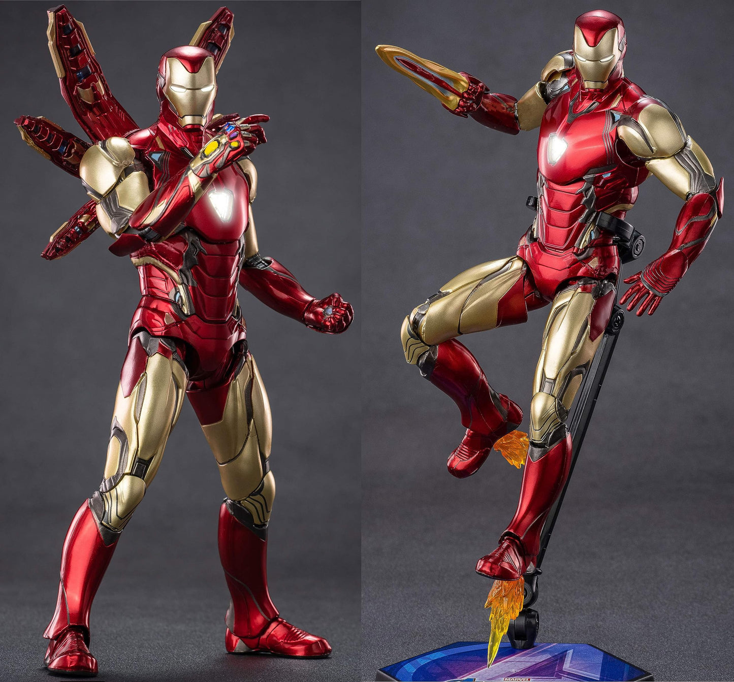 LonullyMege MK85 Ironman Deluxe 7-Inch Action Figure | Light Chest & Eyes, 20 Joints, Multi-Weapon Accessories