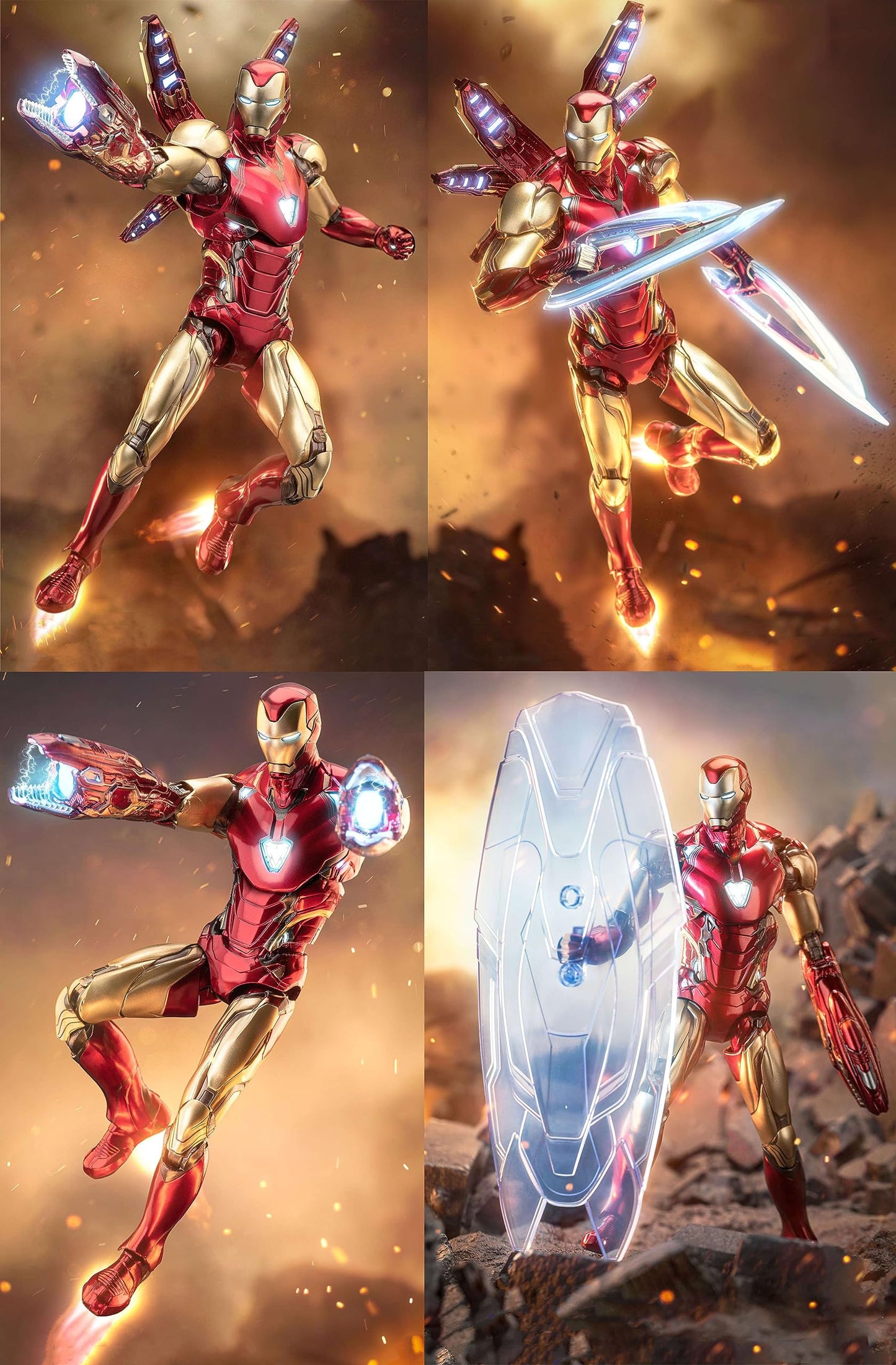 LonullyMege MK85 Ironman Deluxe 7-Inch Action Figure | Light Chest & Eyes, 20 Joints, Multi-Weapon Accessories