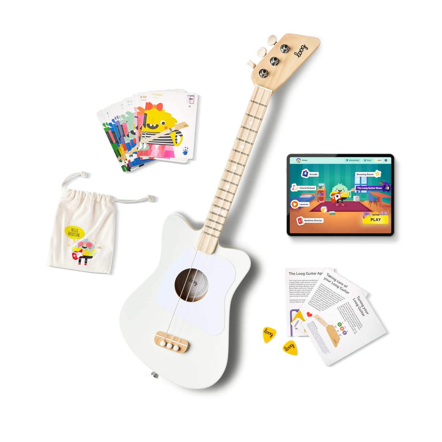 Loog Mini Acoustic Kids Guitar for Beginners — 3 Strings, Learning App & Free Lessons