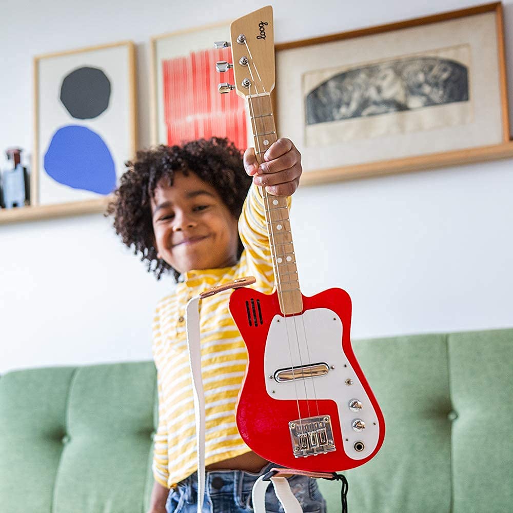 Loog Mini Electric Guitar for Kids — 3-String Beginner Instrument with Built-In Amp, Learning App & Lessons