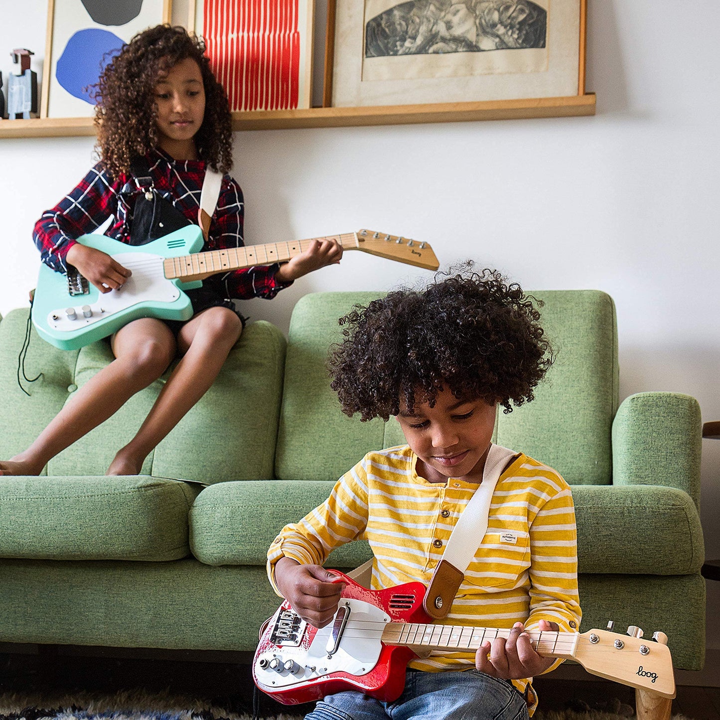 Loog Mini Electric Guitar for Kids — 3-String Beginner Instrument with Built-In Amp, Learning App & Lessons