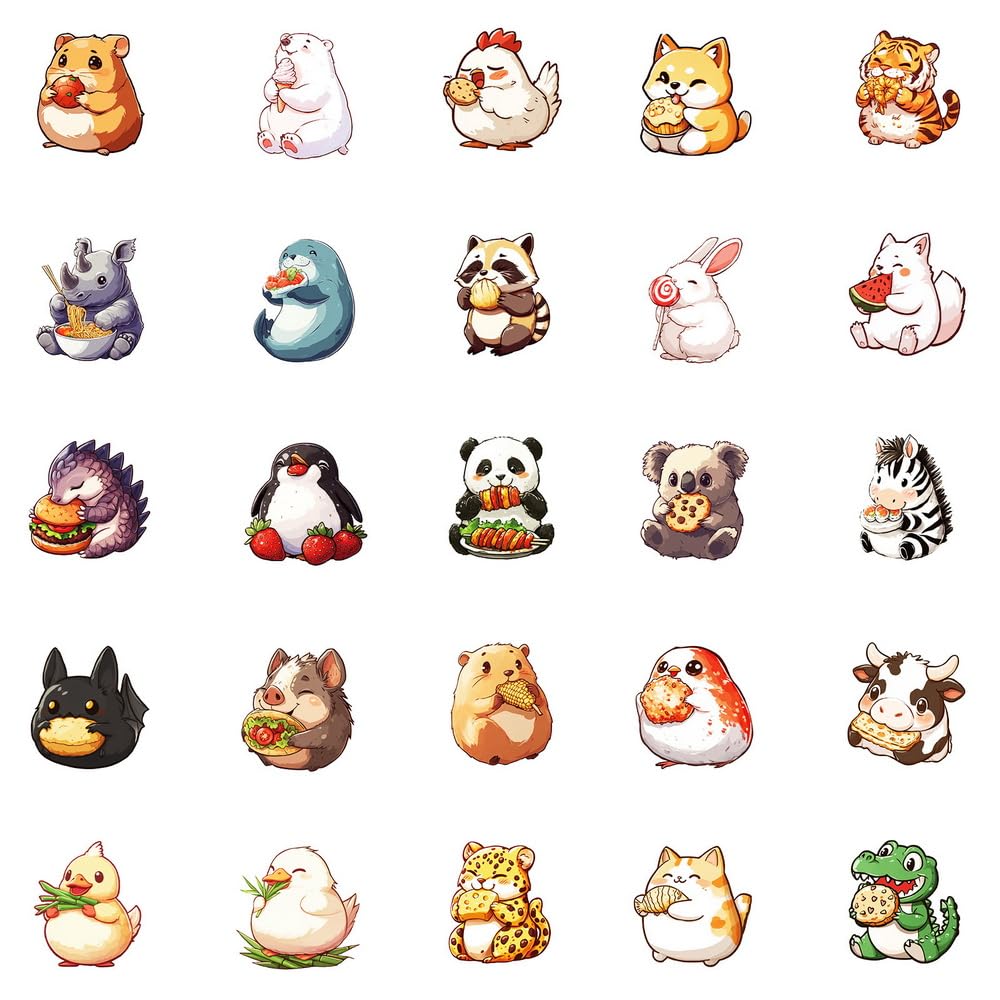 LOOGFDC 50 Pcs Cute Animal Stickers – Waterproof Vinyl, Die-Cut, Multicolor for Water Bottles, Laptops & Scrapbooks