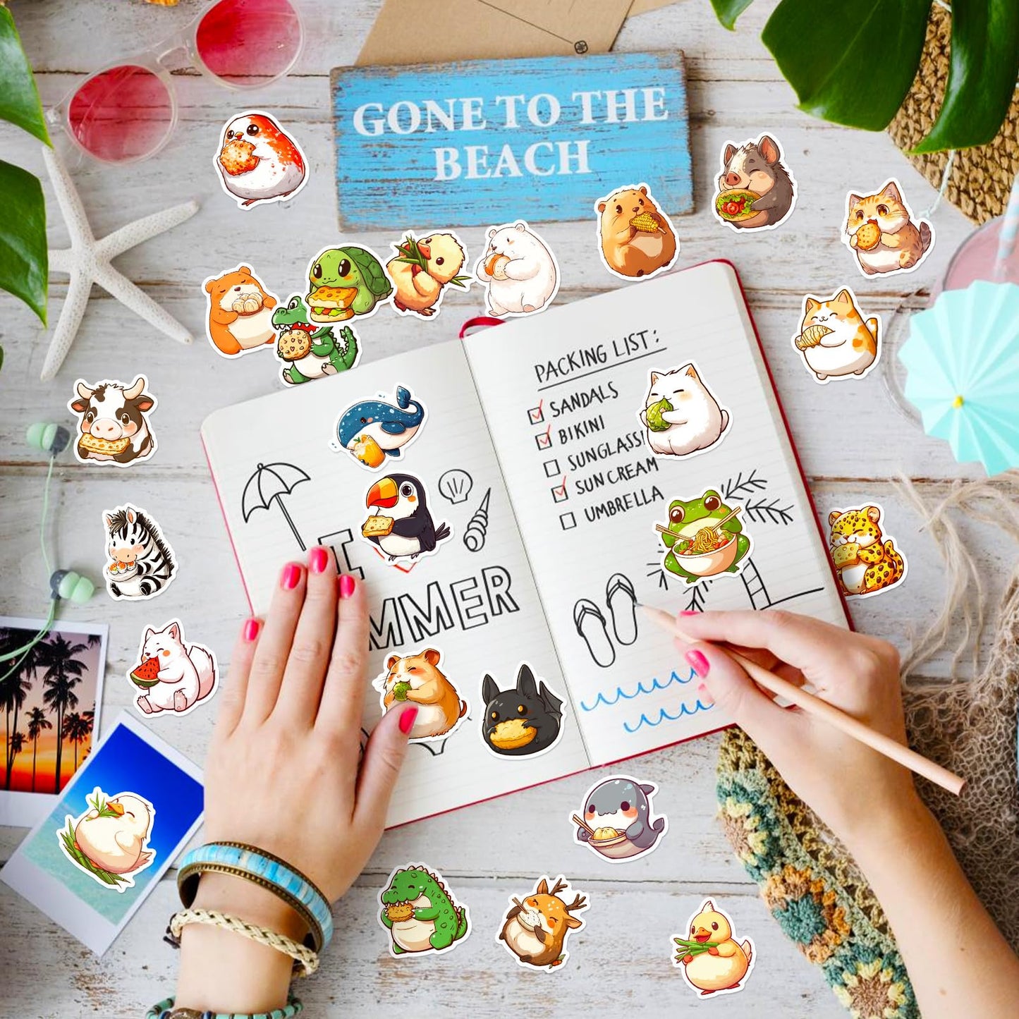 LOOGFDC 50 Pcs Cute Animal Stickers – Waterproof Vinyl, Die-Cut, Multicolor for Water Bottles, Laptops & Scrapbooks