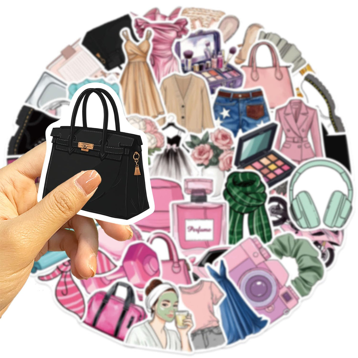 LOOGFDC 50 Pcs Coquette Stickers Pack – Waterproof Pink Aesthetic Vinyl Decals for Water Bottles, Laptops, Skateboards