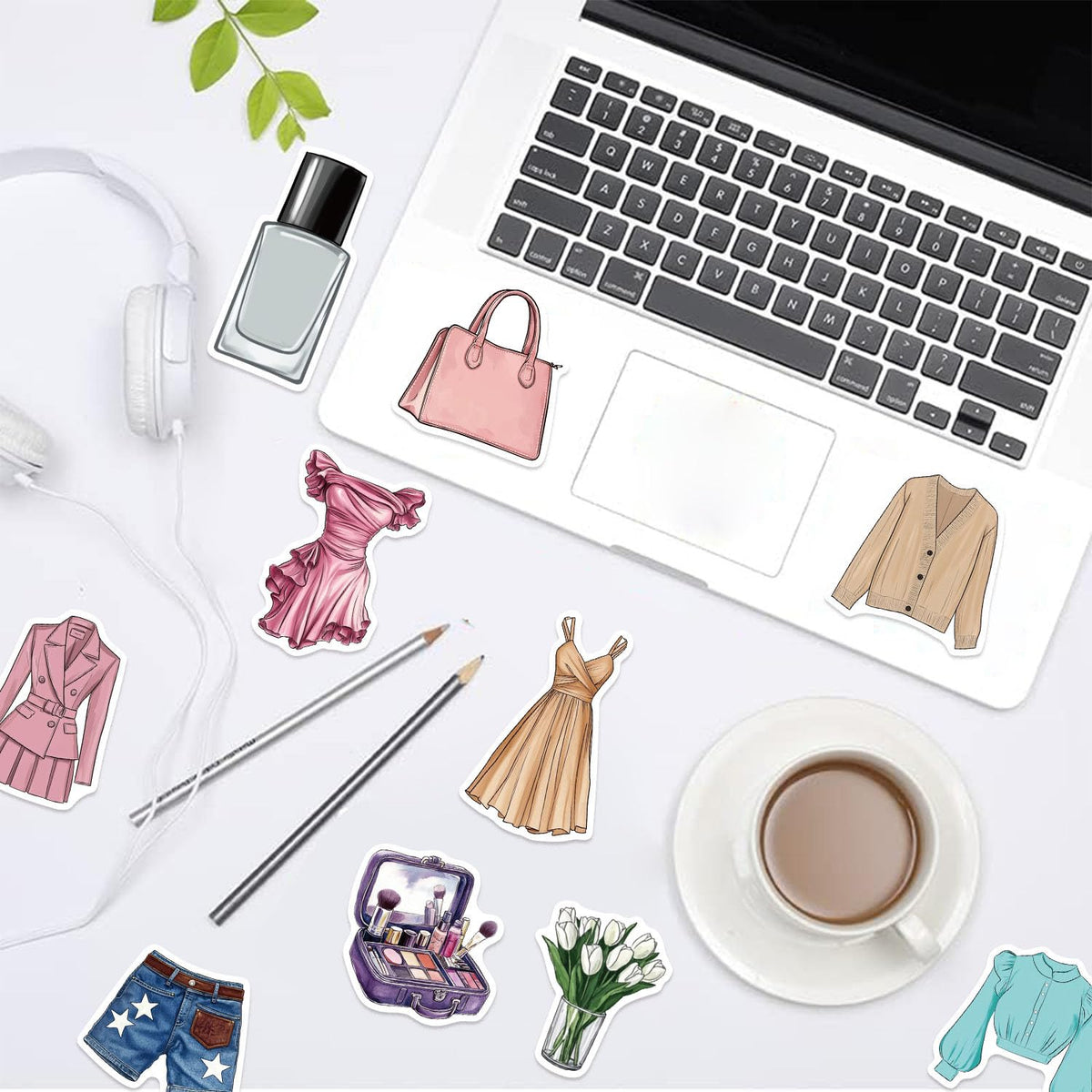LOOGFDC 50 Pcs Coquette Stickers Pack – Waterproof Pink Aesthetic Vinyl Decals for Water Bottles, Laptops, Skateboards