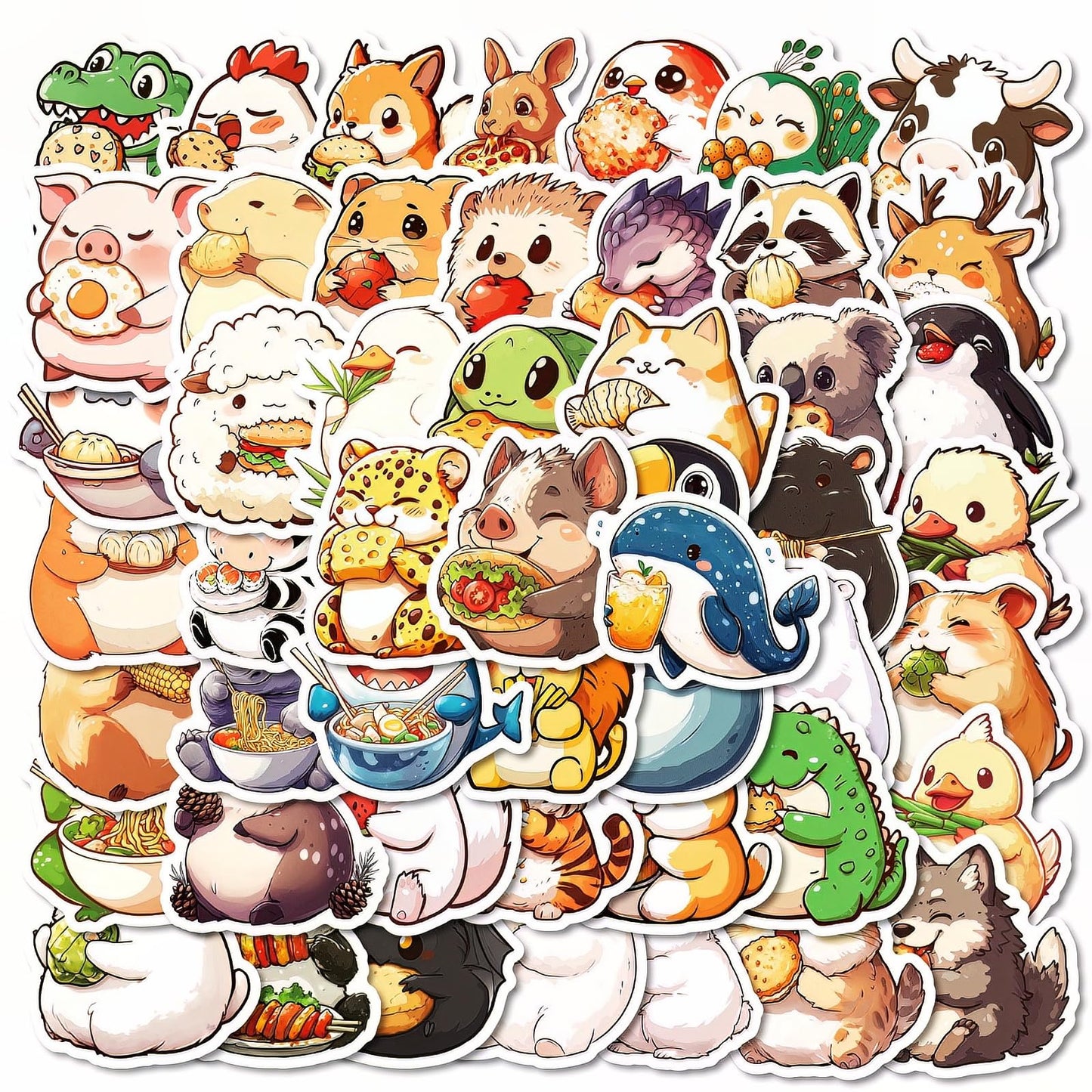 LOOGFDC 50 Pcs Cute Animal Stickers – Waterproof Vinyl, Die-Cut, Multicolor for Water Bottles, Laptops & Scrapbooks