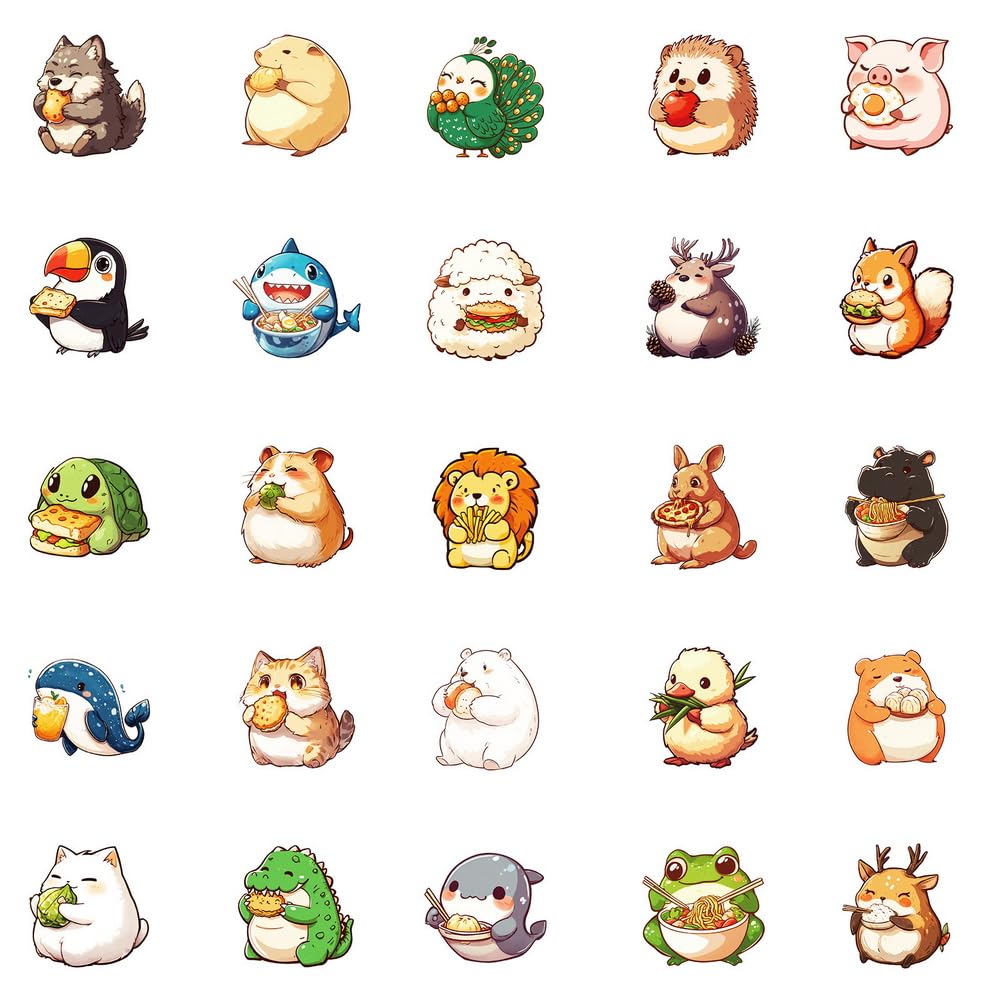LOOGFDC 50 Pcs Cute Animal Stickers – Waterproof Vinyl, Die-Cut, Multicolor for Water Bottles, Laptops & Scrapbooks