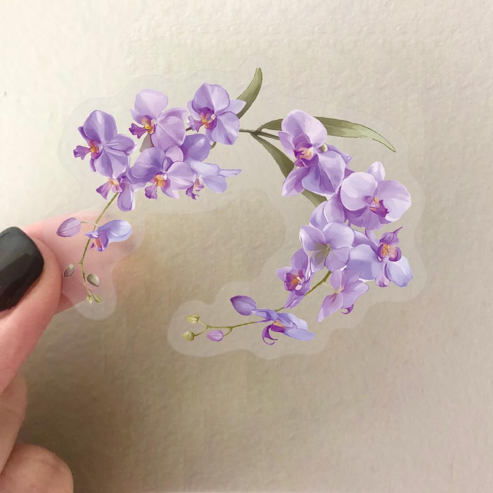 LOOGFDC Flower Sticker - 50 Pcs Waterproof Transparent Wildflower Stickers for Water Bottles, Laptops & Journals