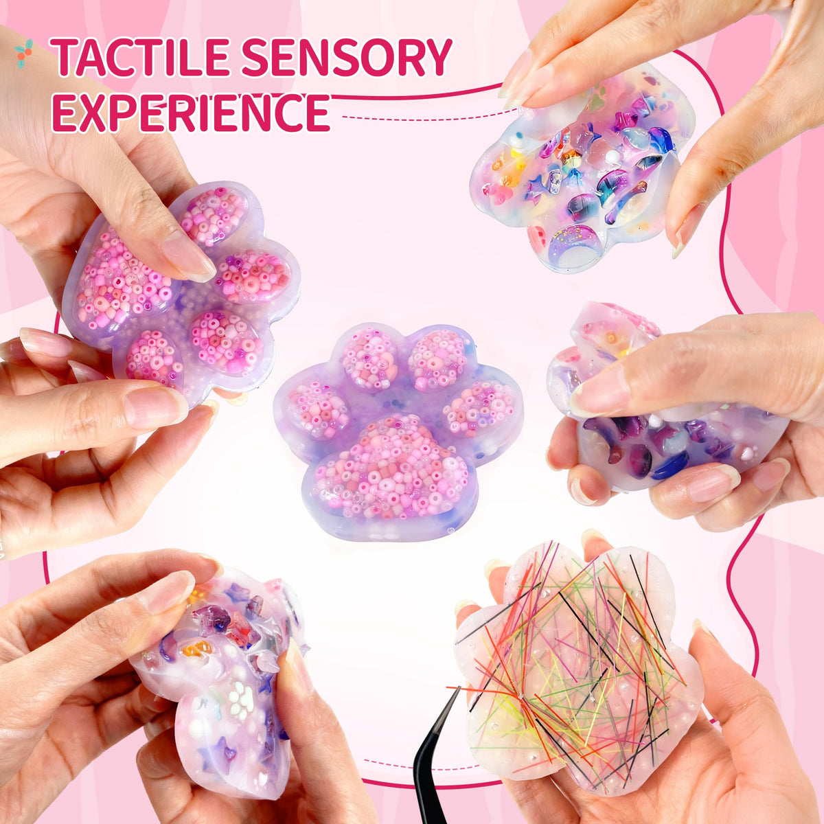 LOOMI 2pcs Paw Shape Picking Pad – 2-in-1 Fidget Pad with Tweezers for Focus & Relaxation