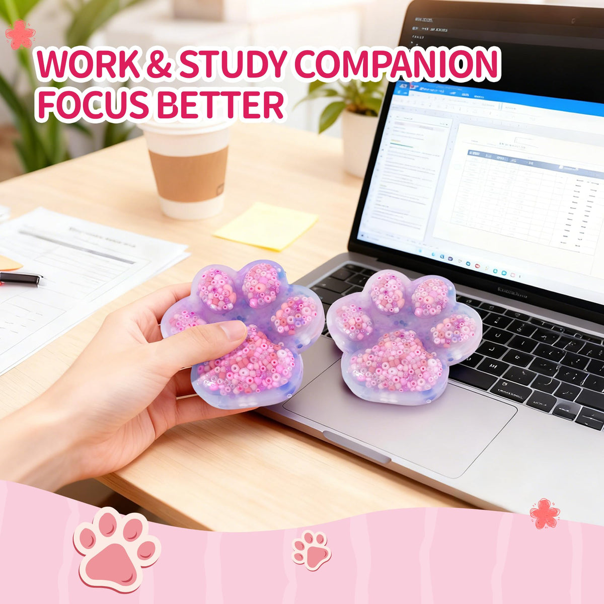 LOOMI 2pcs Paw Shape Picking Pad – 2-in-1 Fidget Pad with Tweezers for Focus & Relaxation