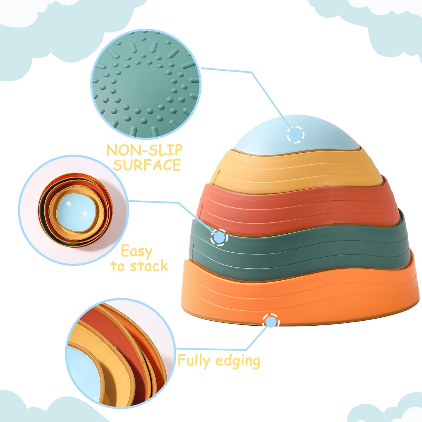 LoomLark Balance Stepping Stones – 5pc Non-Slip River Stones Set for Kids | Indoor Outdoor Coordination Toy