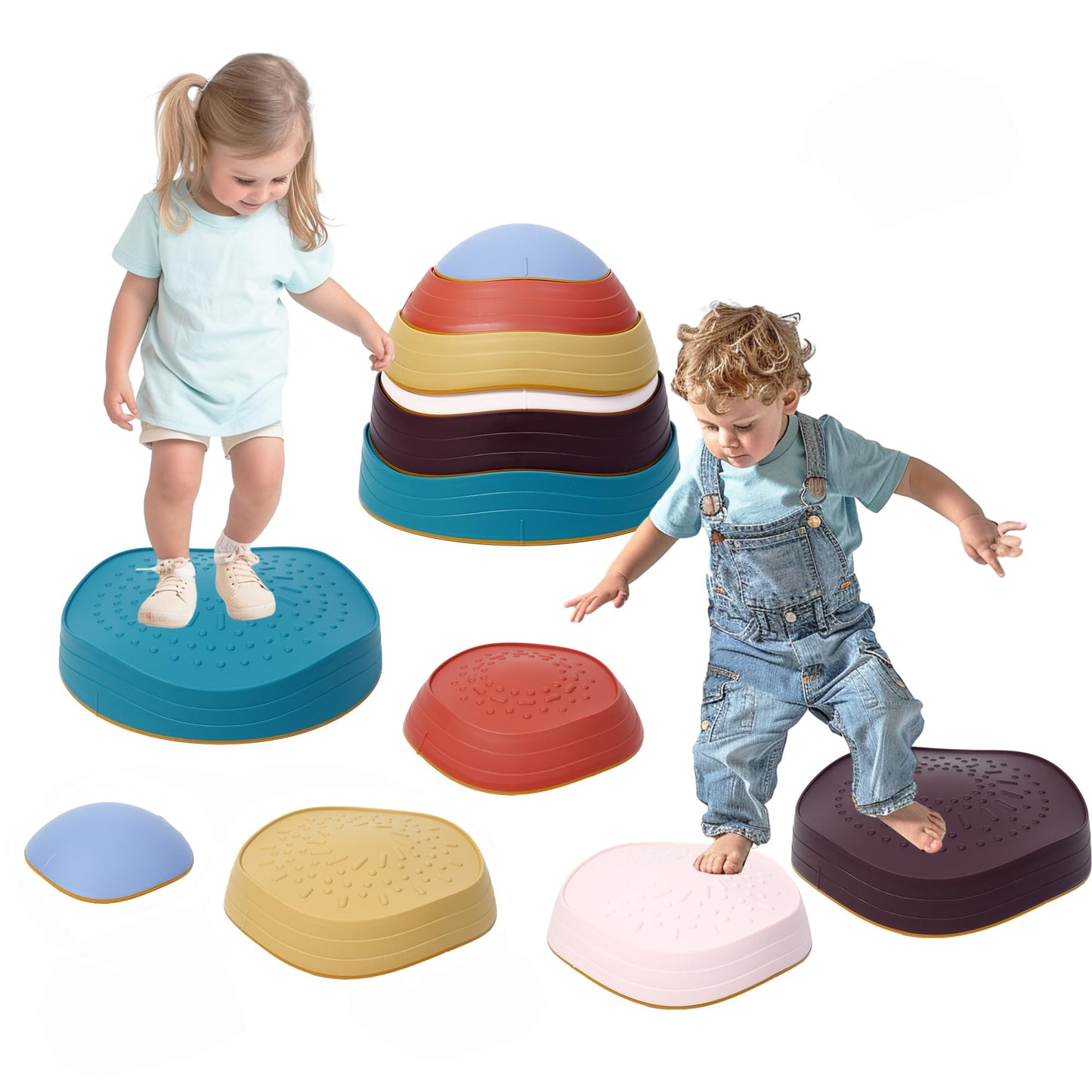 LoomLark Balance Stepping Stones for Kids – 5pc Non-Slip Indoor/Outdoor Set