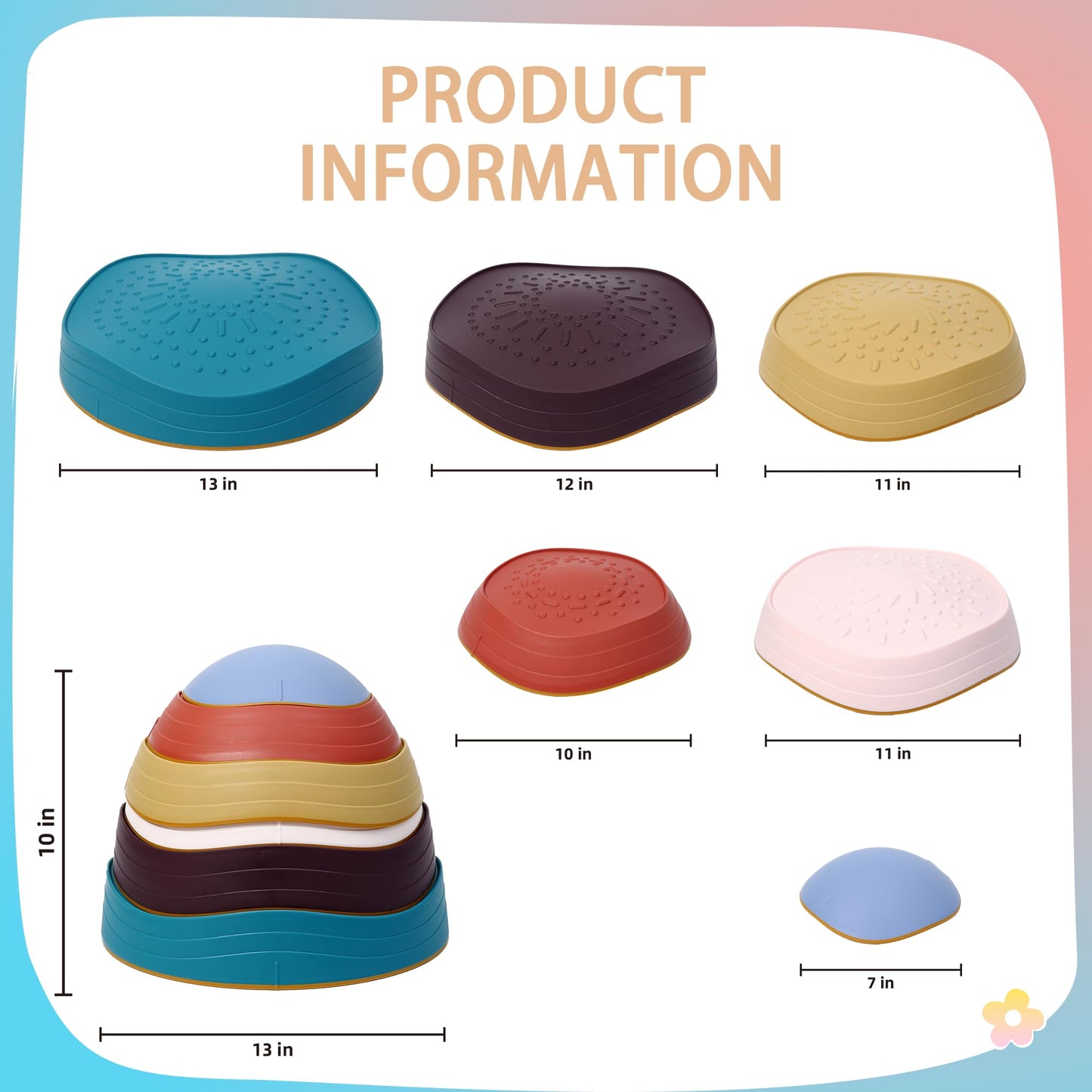 LoomLark Balance Stepping Stones for Kids – 5pc Non-Slip Indoor/Outdoor Set