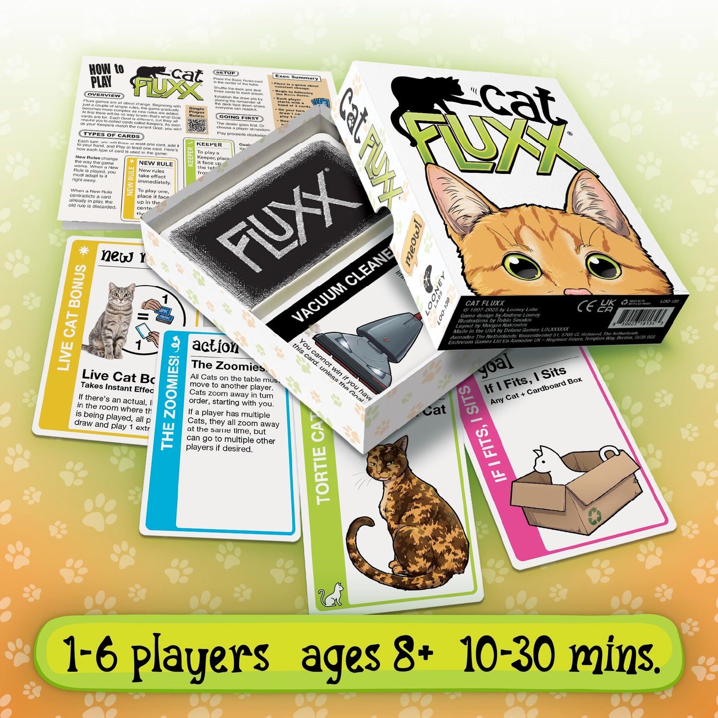 Looney Labs Cat Fluxx – Cat-Themed Card Game for 1-6 Players
