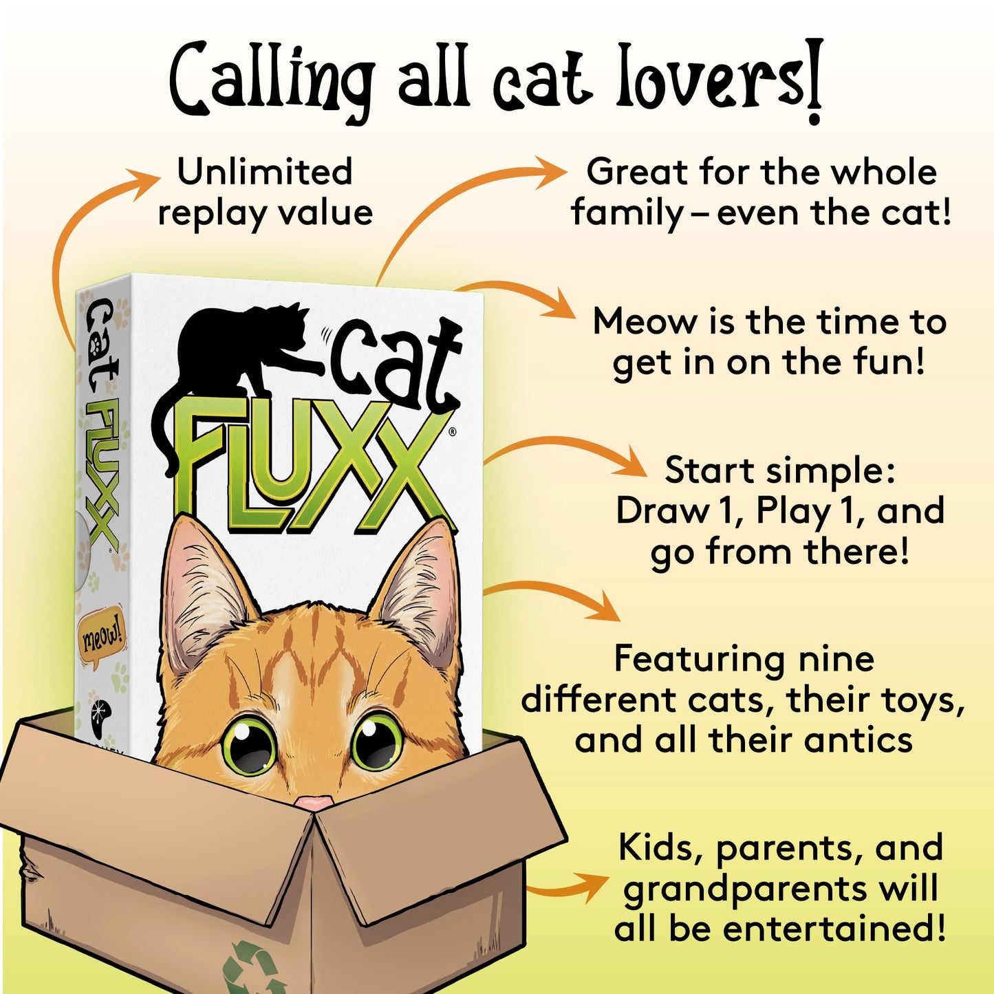 Looney Labs Cat Fluxx – Cat-Themed Card Game for 1-6 Players