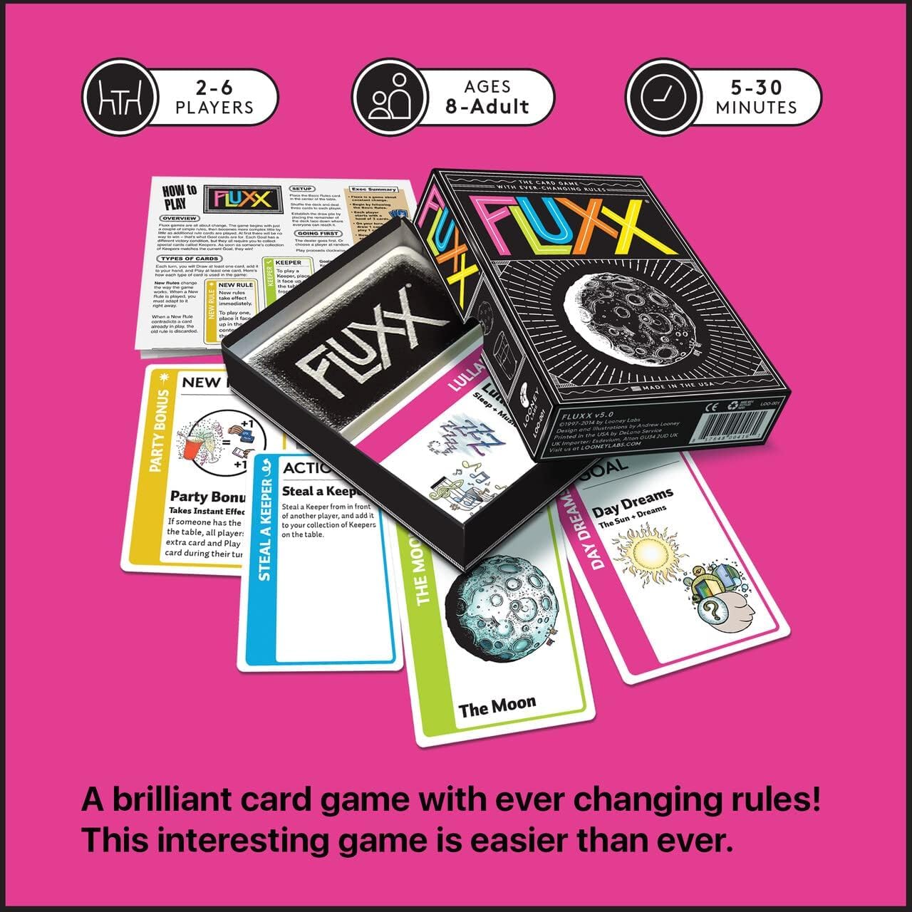 Looney Labs Fluxx 5.0 Card Game – Fast-Paced, Ever-Changing Rules