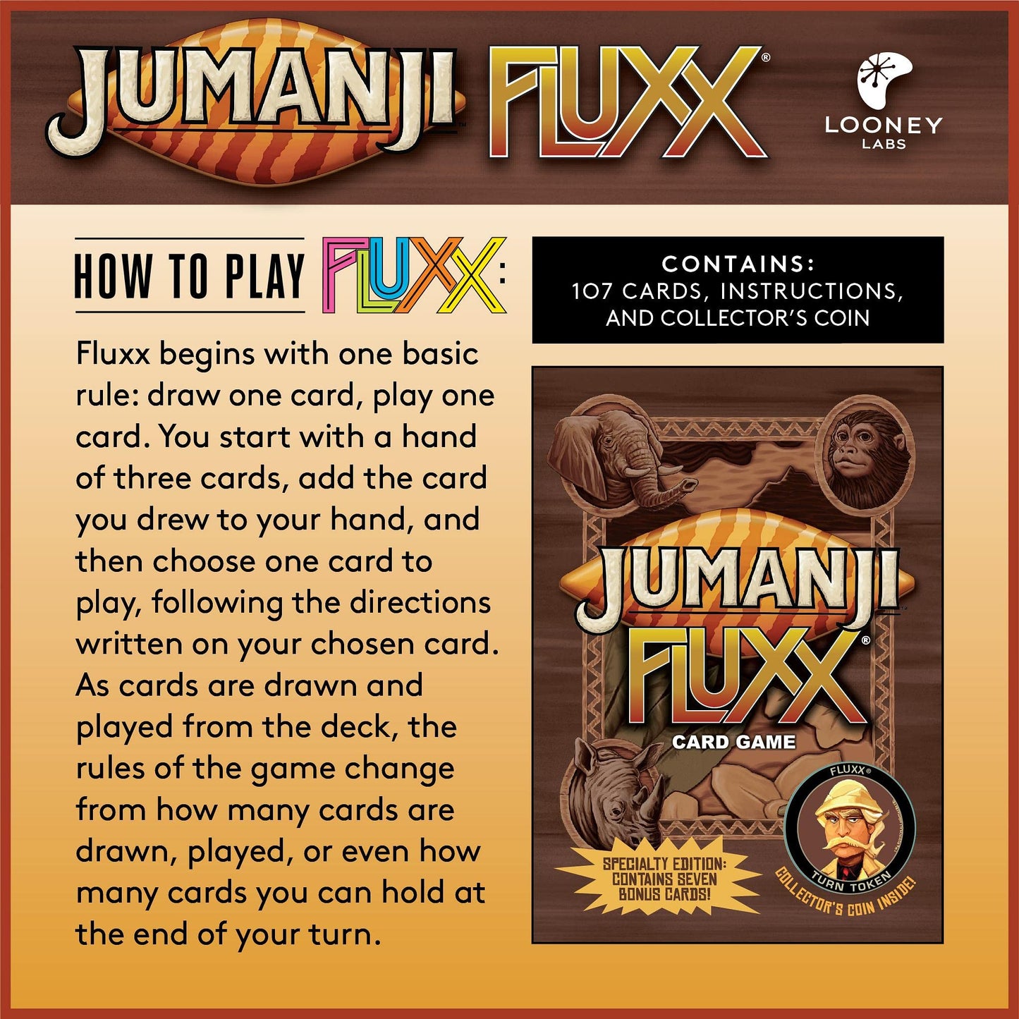 Looney Labs Jumanji Fluxx Card Game – Ever-Changing Rules & Jungle Chaos