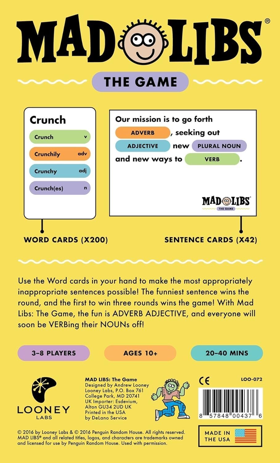 Looney Labs Mad Libs: The Game – Funny Sentence Building Game for 3-8 Players