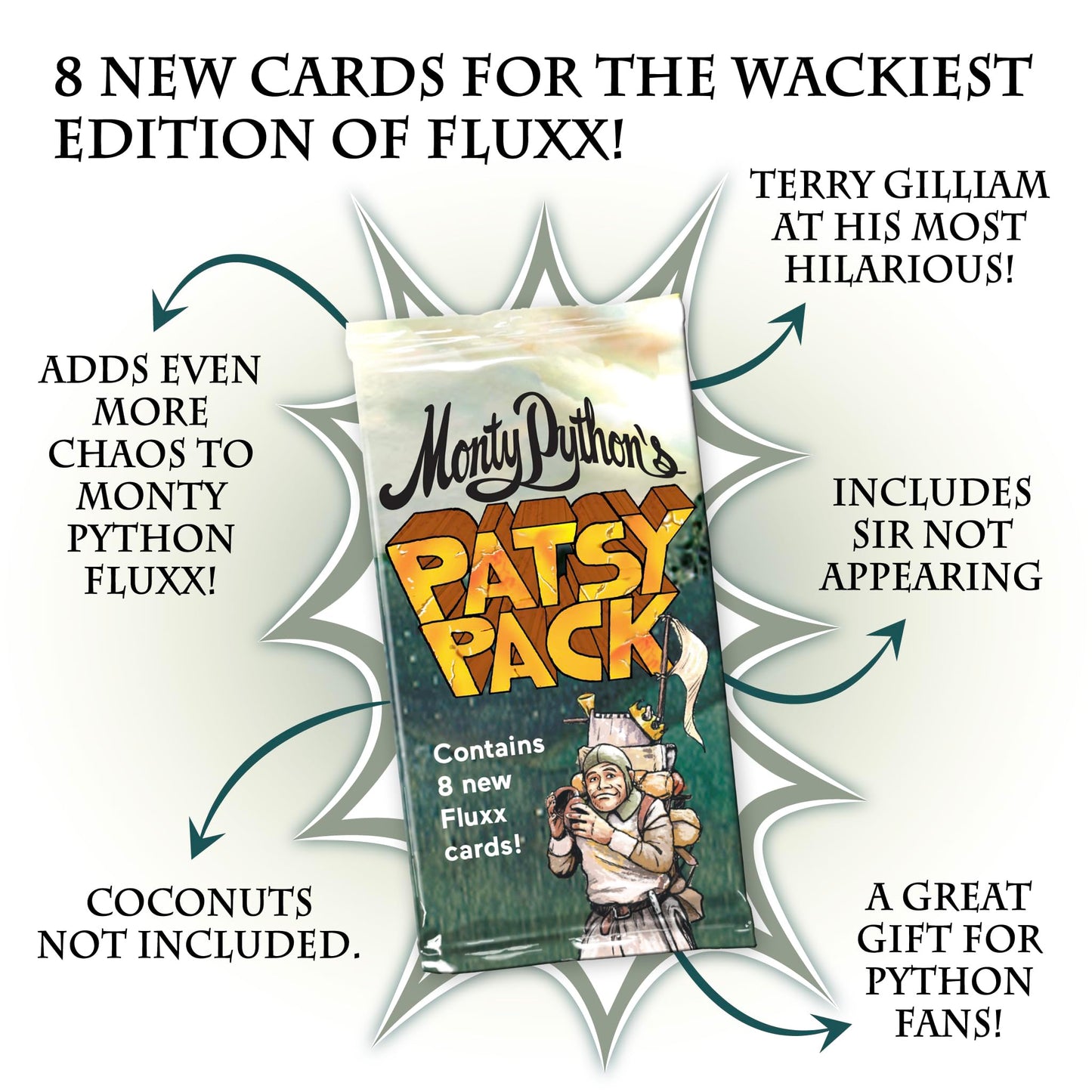 Looney Labs Monty Python Patsy Pack Expansion for Fluxx – Monty Python Themed Card Game