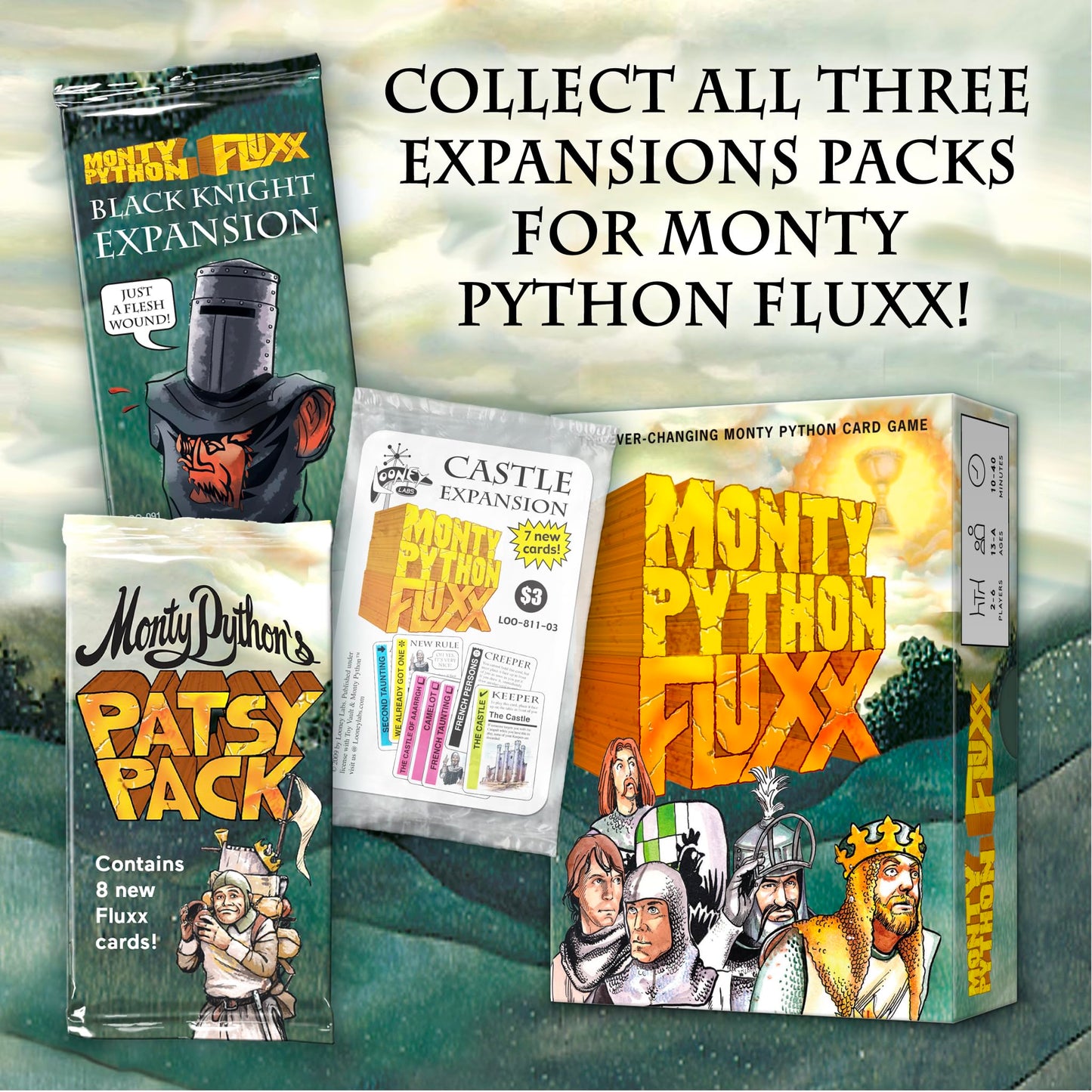 Looney Labs Monty Python Patsy Pack Expansion for Fluxx – Monty Python Themed Card Game