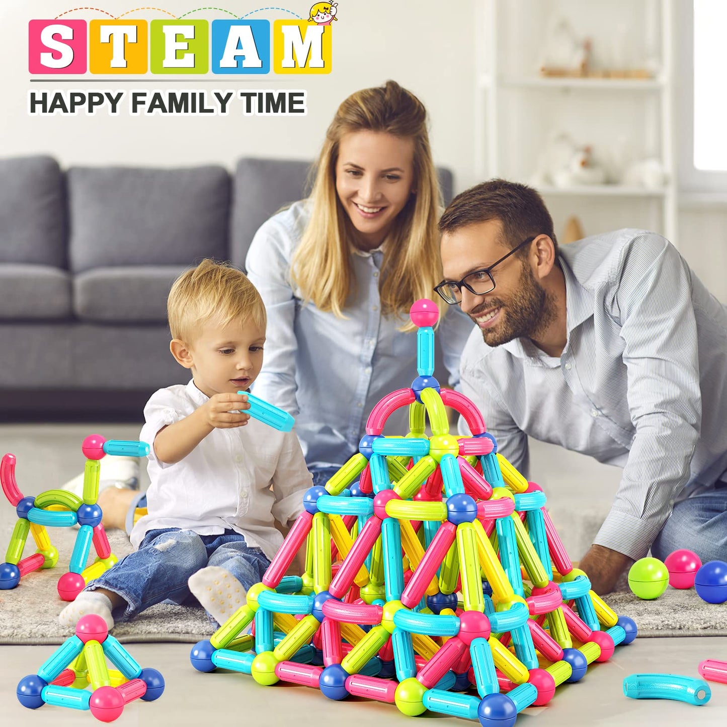 Loovio Magnet Toys Starter Set – Montessori Magnetic Blocks for Toddlers & 3+ Kids | STEM Building Kit