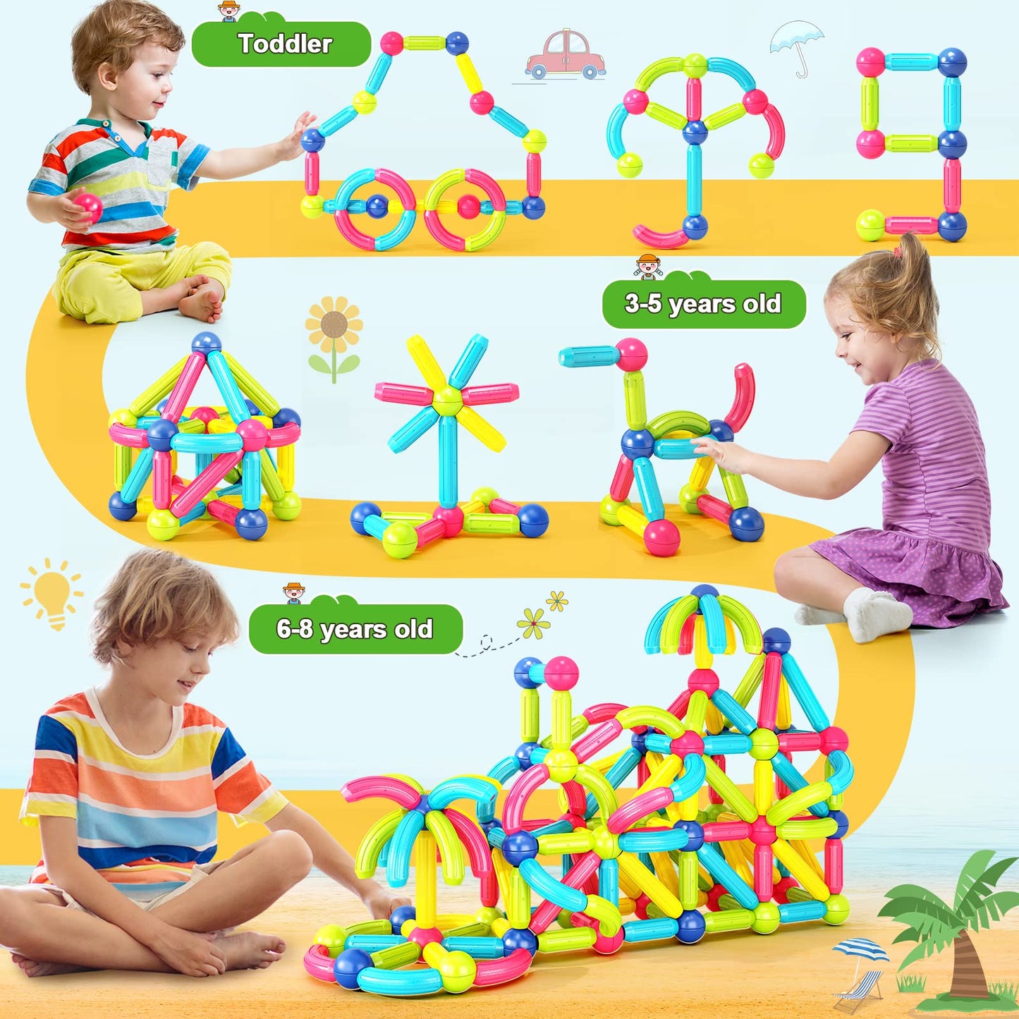Loovio Magnet Toys Starter Set – Montessori Magnetic Blocks for Toddlers & 3+ Kids | STEM Building Kit