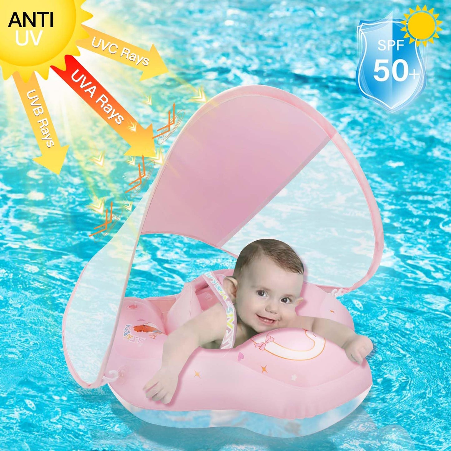 LOOWARTS Baby Float with Canopy – UV Safe Infant Pool Float 6–36 Months