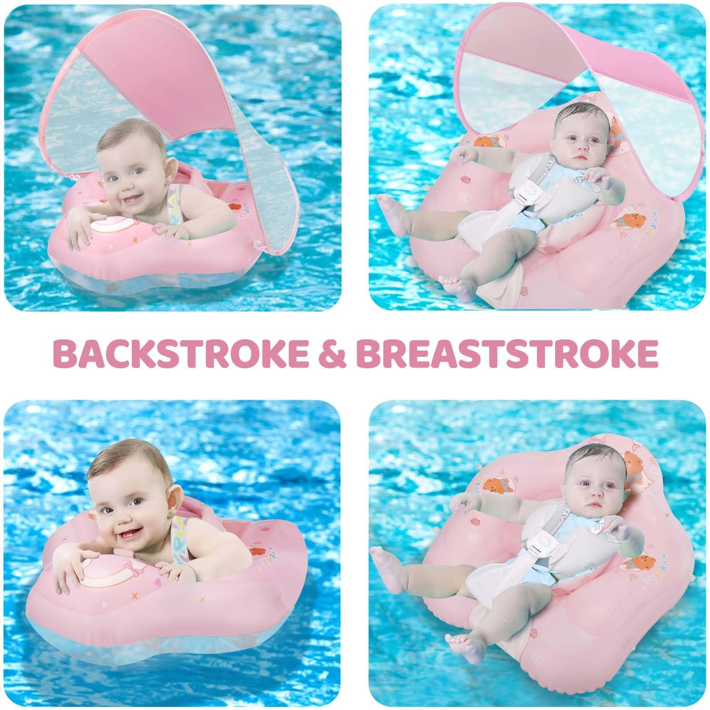 LOOWARTS Baby Float with Canopy – UPF50+ Infant Pool Float with Safety Seat (3–12 Months)