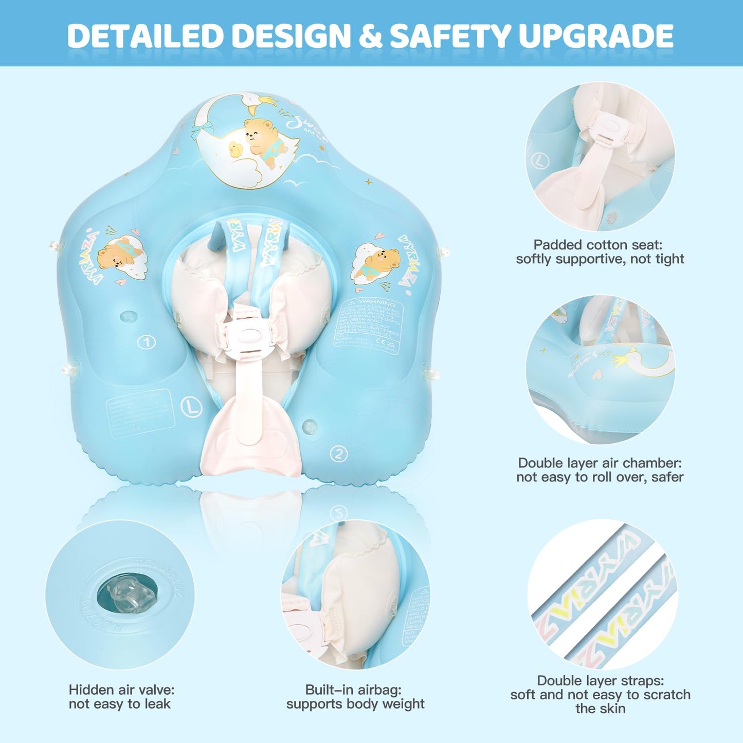 Loowarts Baby Pool Float with Canopy & Safety Seat – 3 to 12 Months, UPF50+