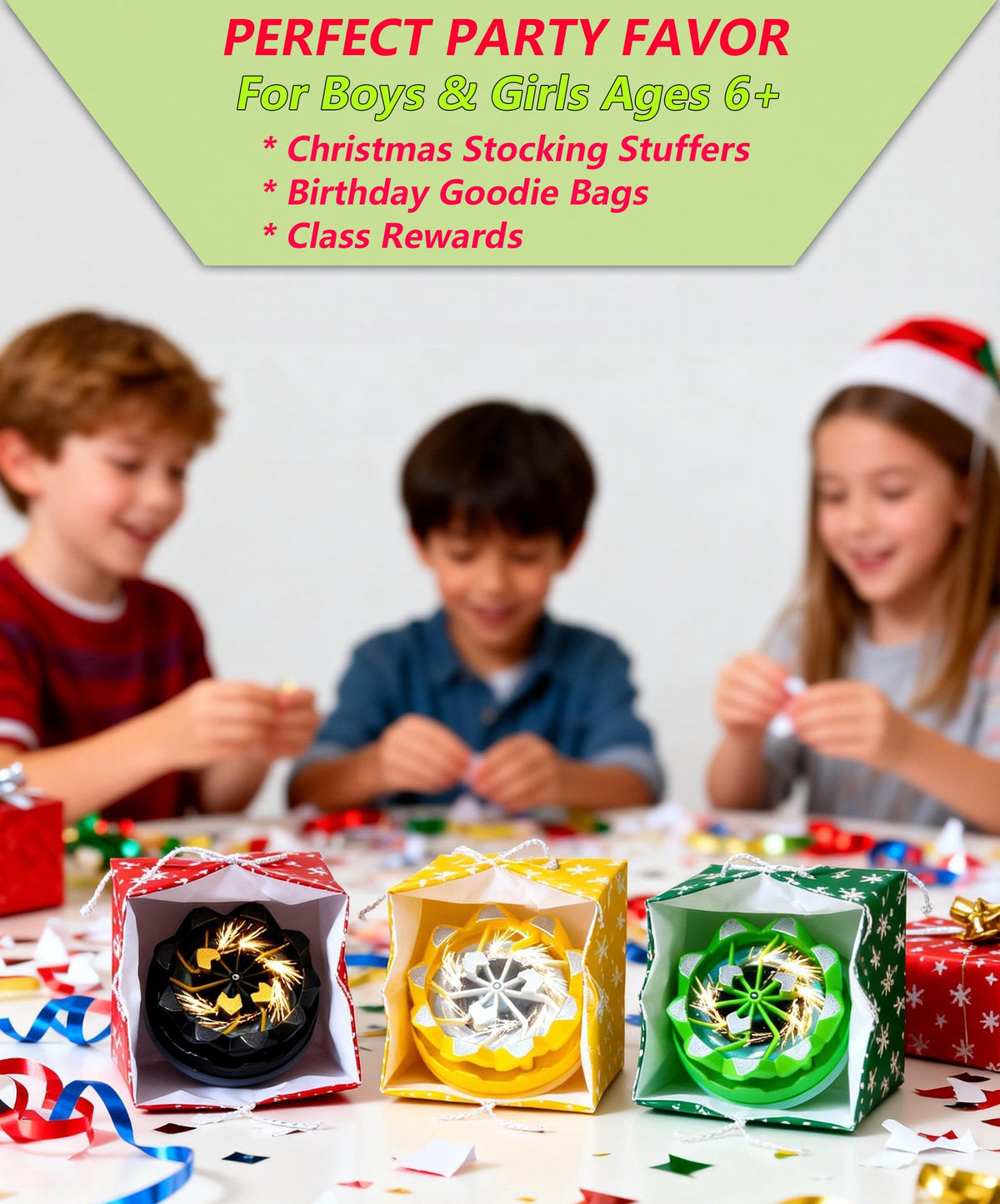 LOPUY 3-Pack Sparking Battle Tops – Bey-Style Light Up Gyro with Sparkler Effect for Sensory Fidget & Focus