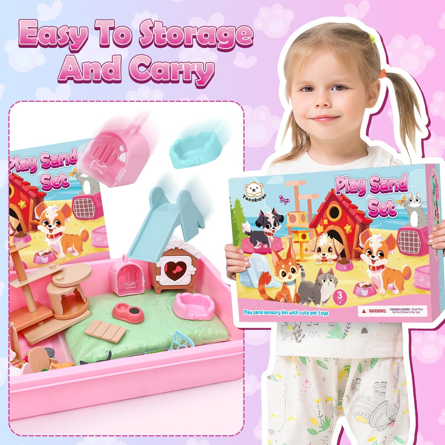 Lorfancy Cat Sandbox Toys Kit – 47-Piece Toddler Sand Playset with Realistic Cat Figures
