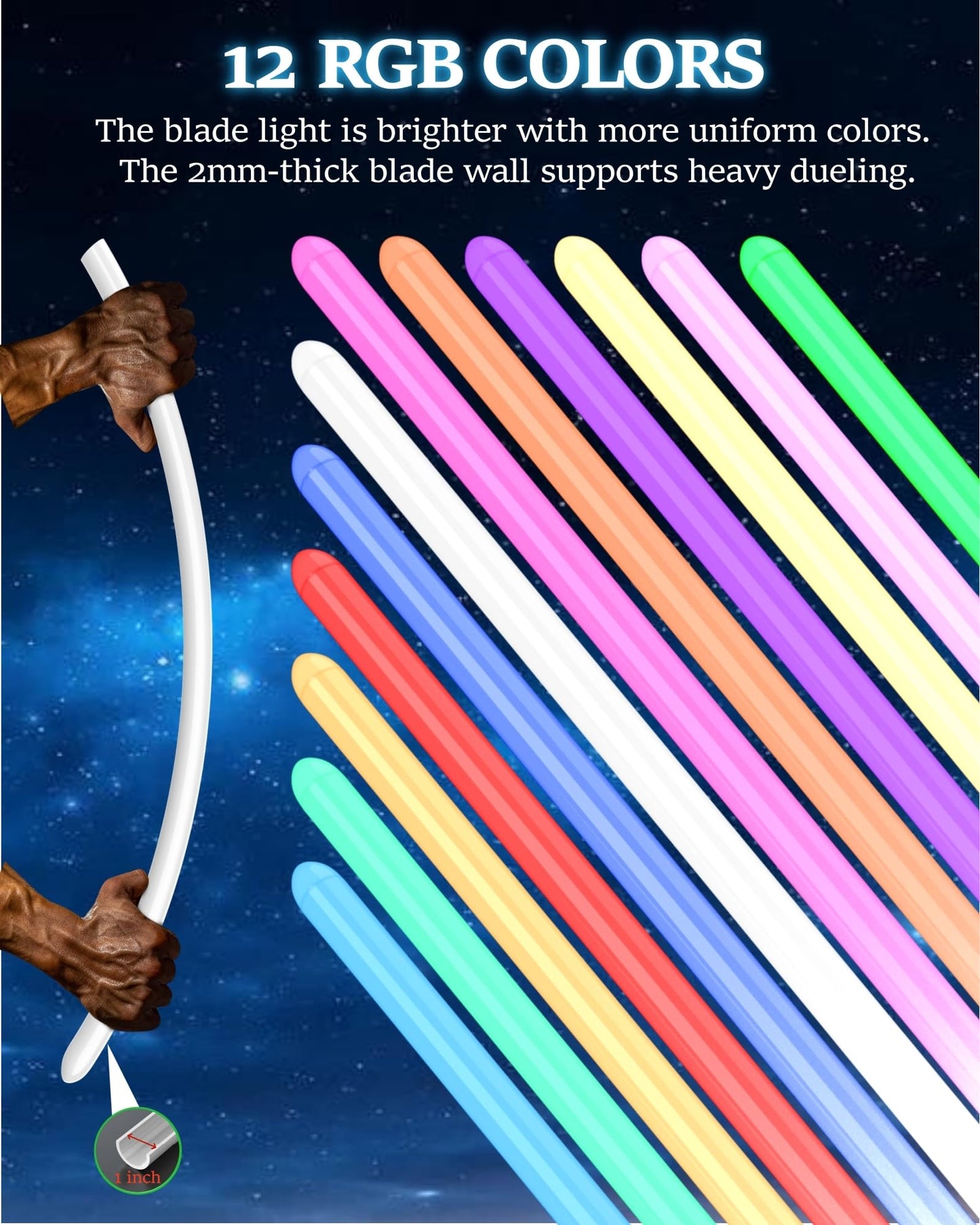 Lorsaberus Light Saber for Adults – Motion Control, 12 RGB Colors, 16 Sounds, Durable 36in Hilt